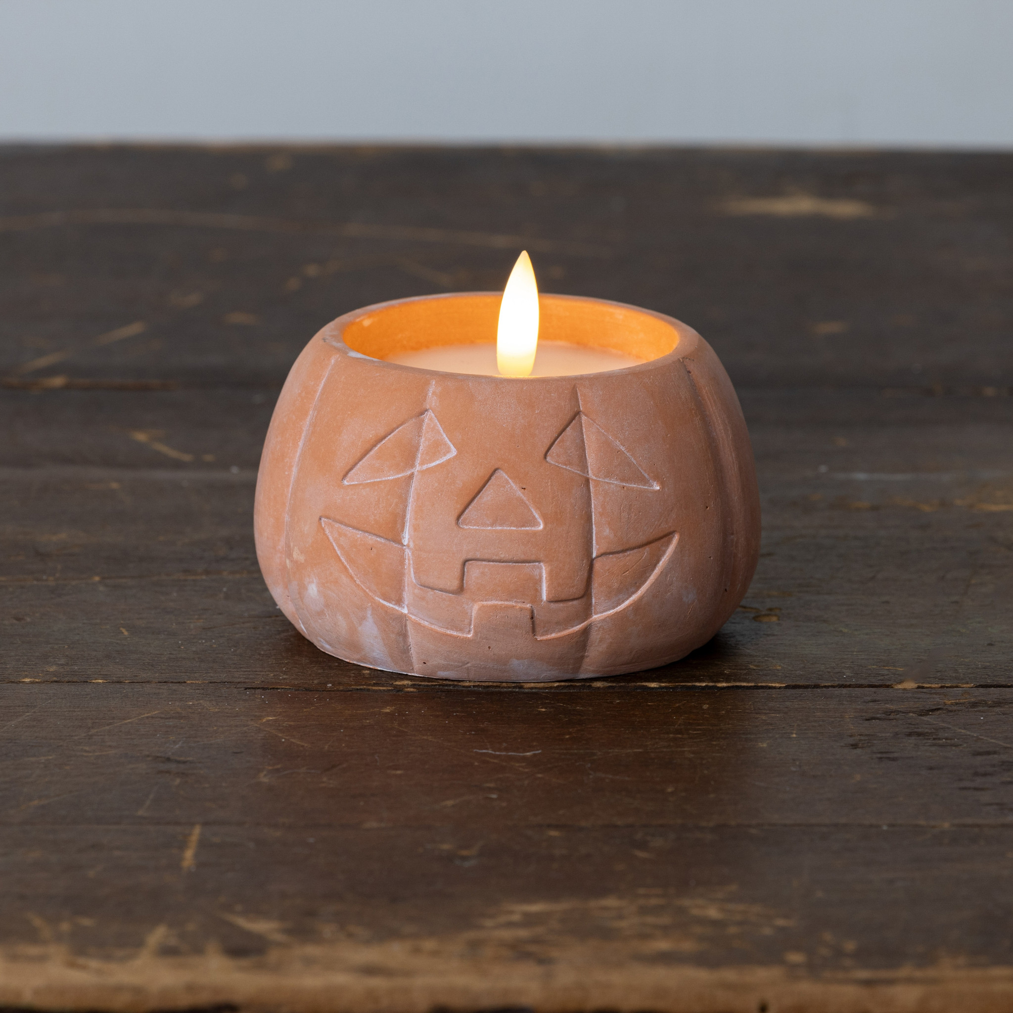 Flameless Orange Jack-O-Lantern Candle, 3", photo 3 of 4