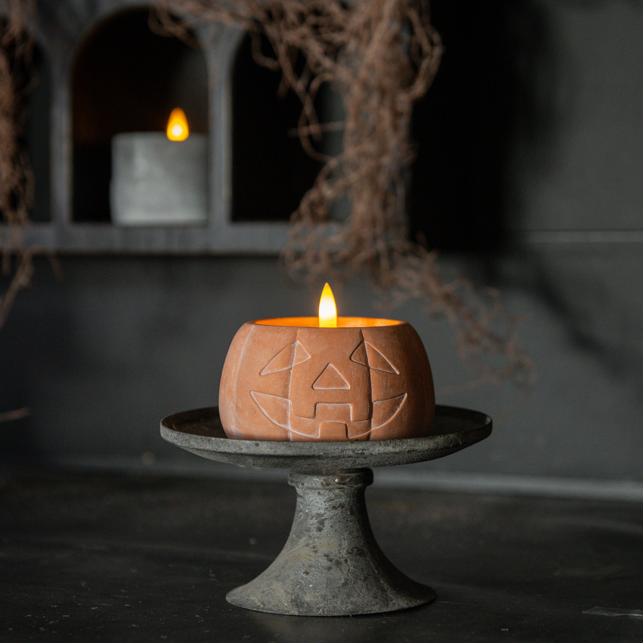 Flameless Orange Jack-O-Lantern Candle, 3"