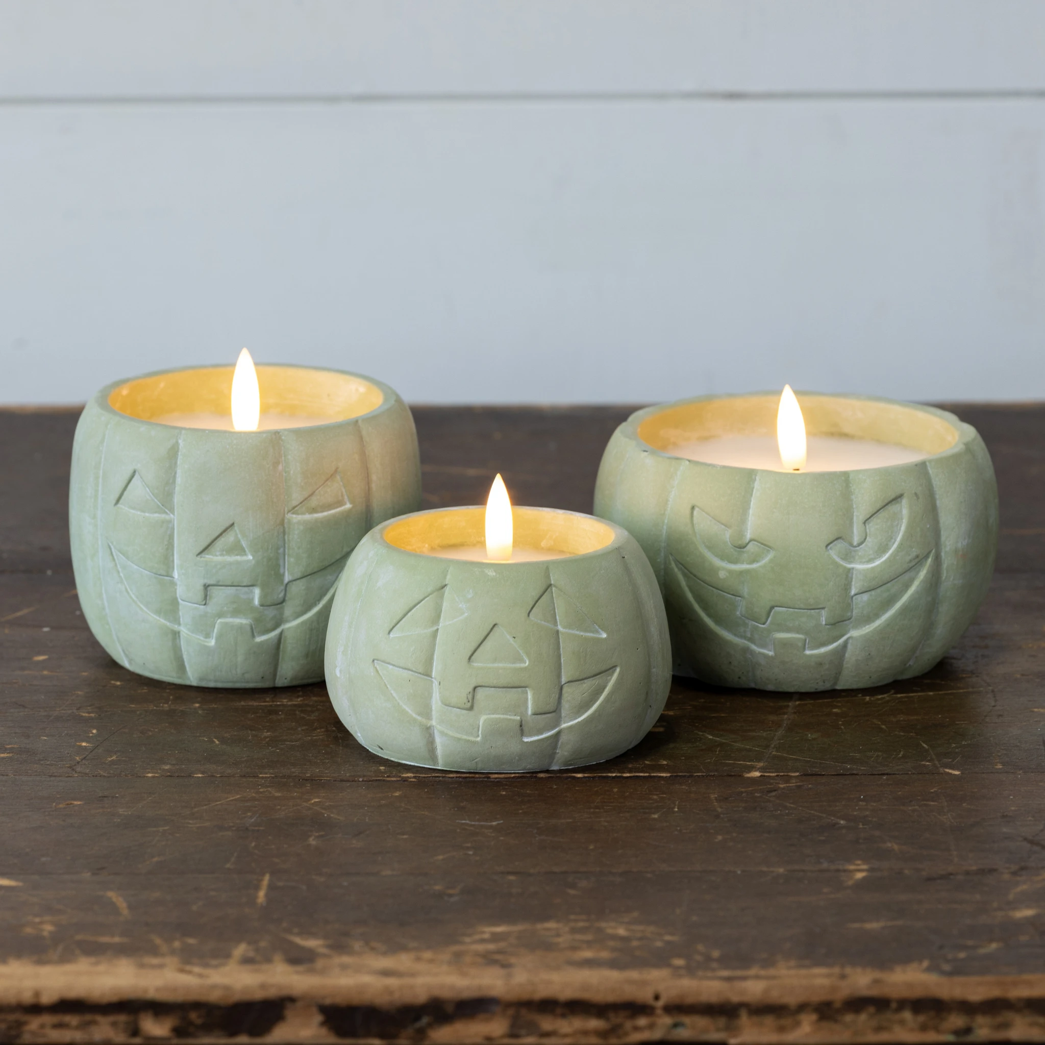 Flameless Green Jack-O-Lantern Candle, 3", photo 4 of 4
