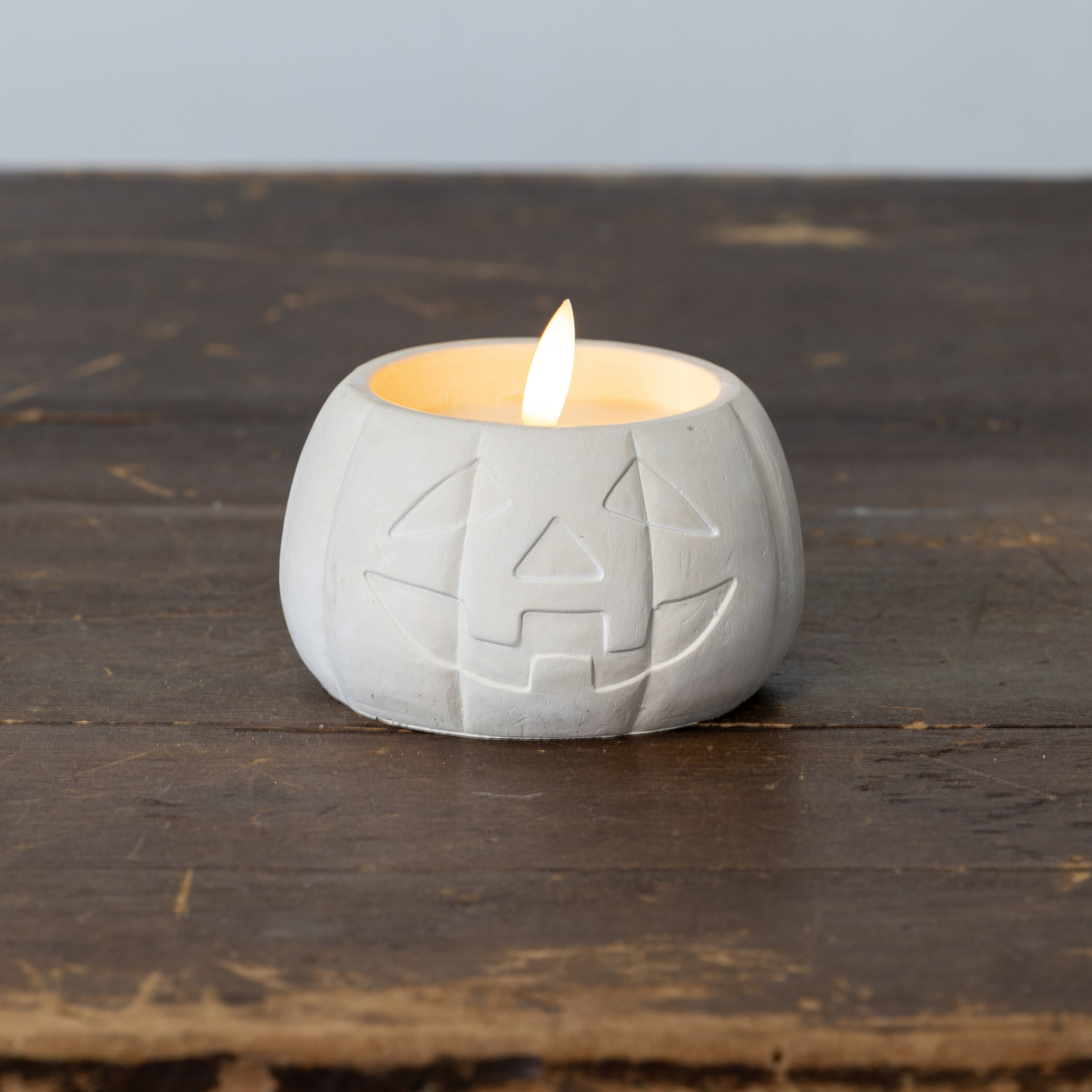 Flameless Cream Jack-O-Lantern Candle, 3", photo 3 of 4