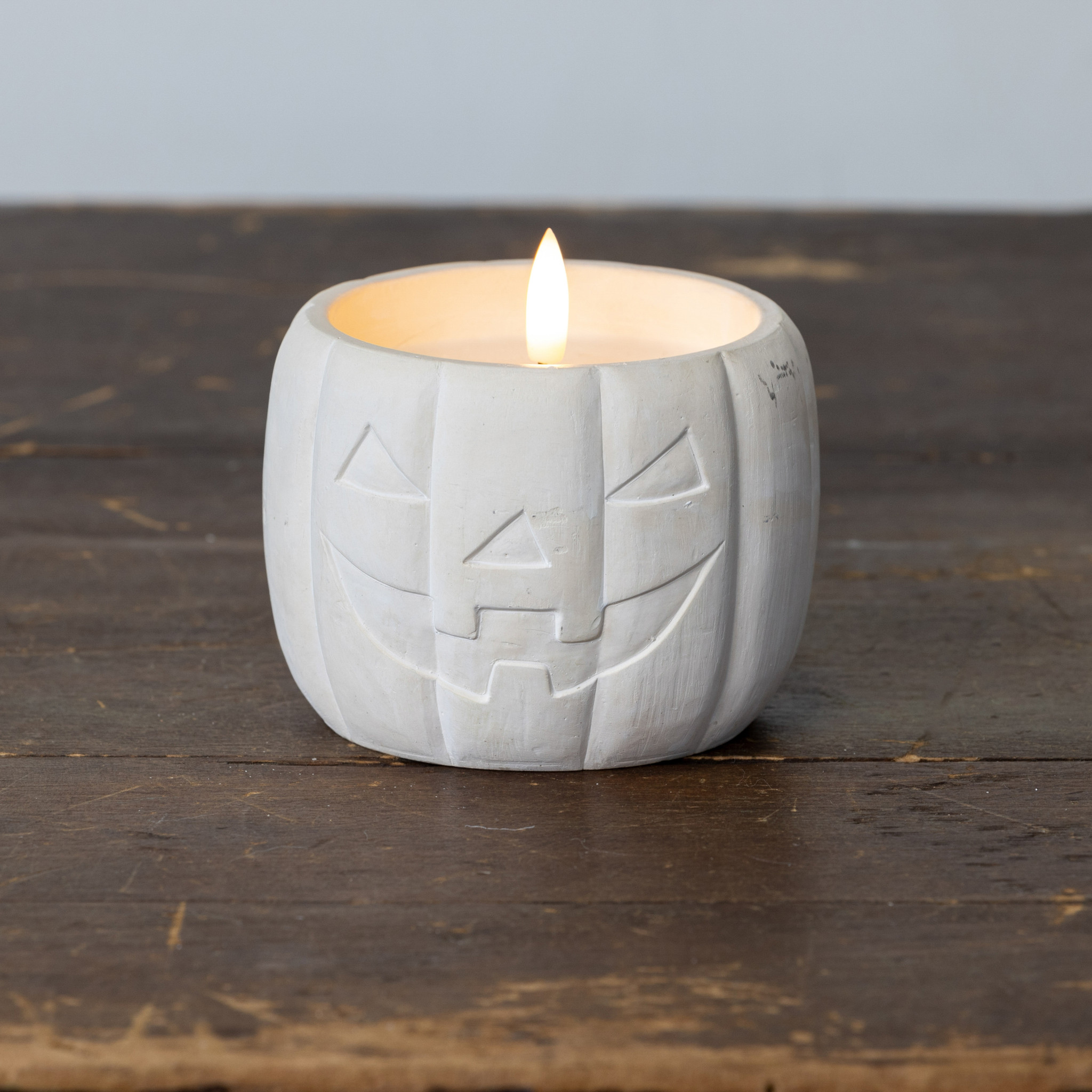 Flameless Cream Jack-O-Lantern Candle, 3.75", photo 3 of 4