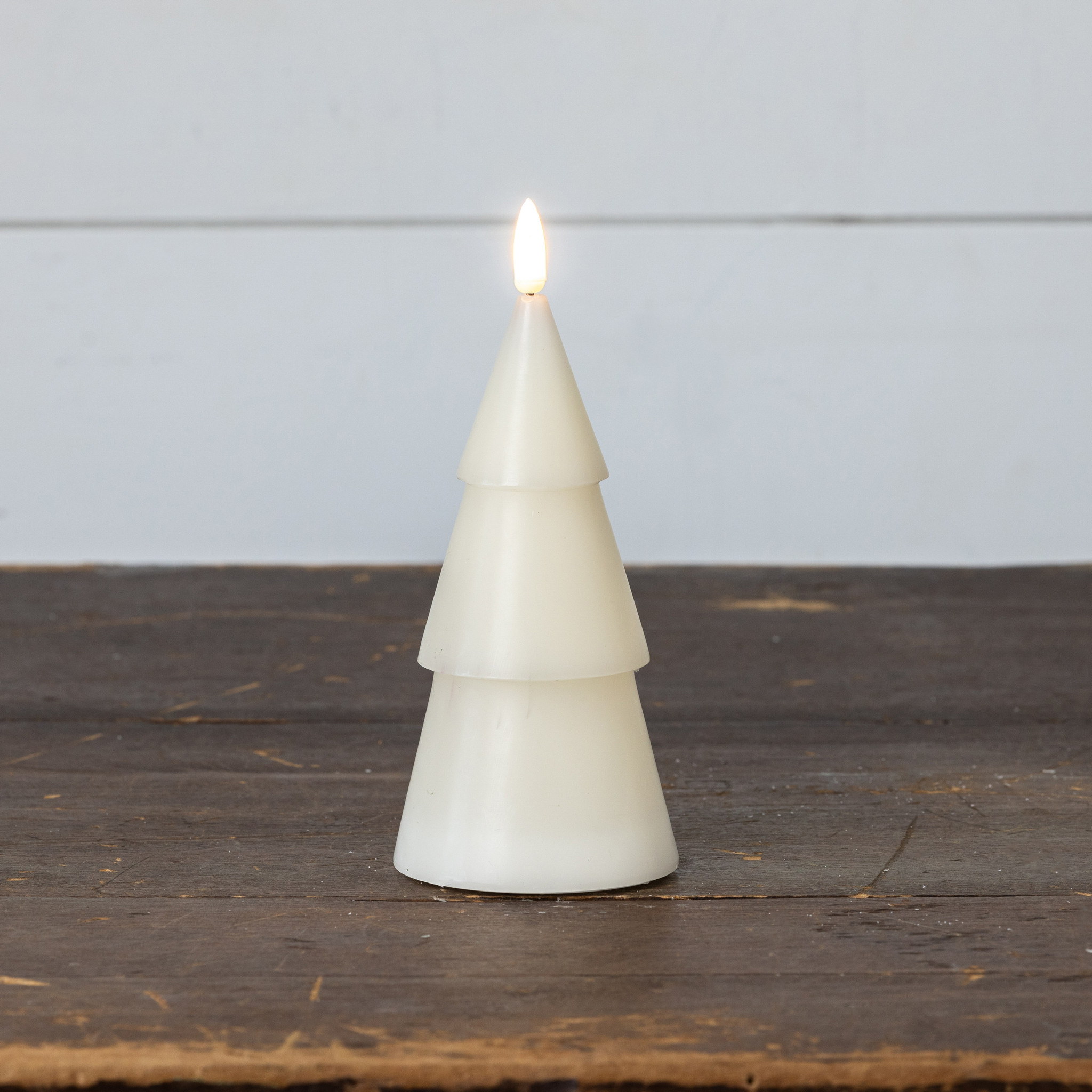 Flameless Cream Smooth Tree Candle, 7", photo 2 of 4
