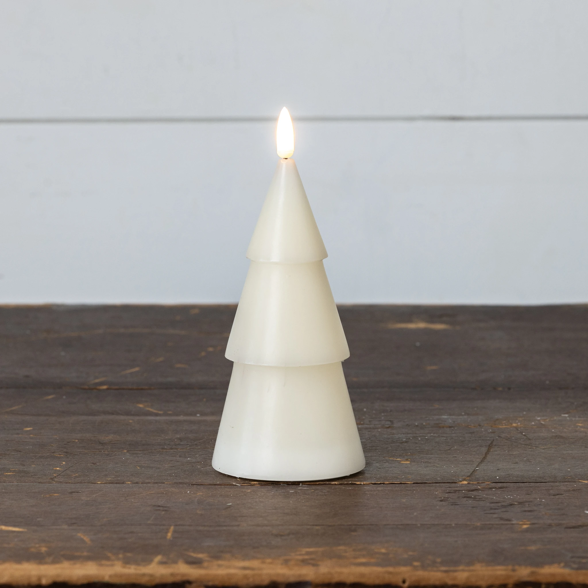 Flameless Cream Smooth Tree Candle, 7", photo 2 of 4