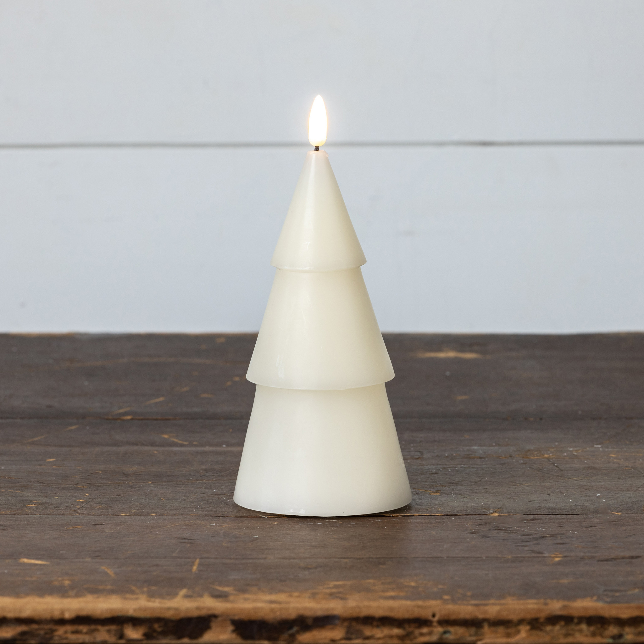Flameless Cream Smooth Tree Candle, 7.75", photo 2 of 4