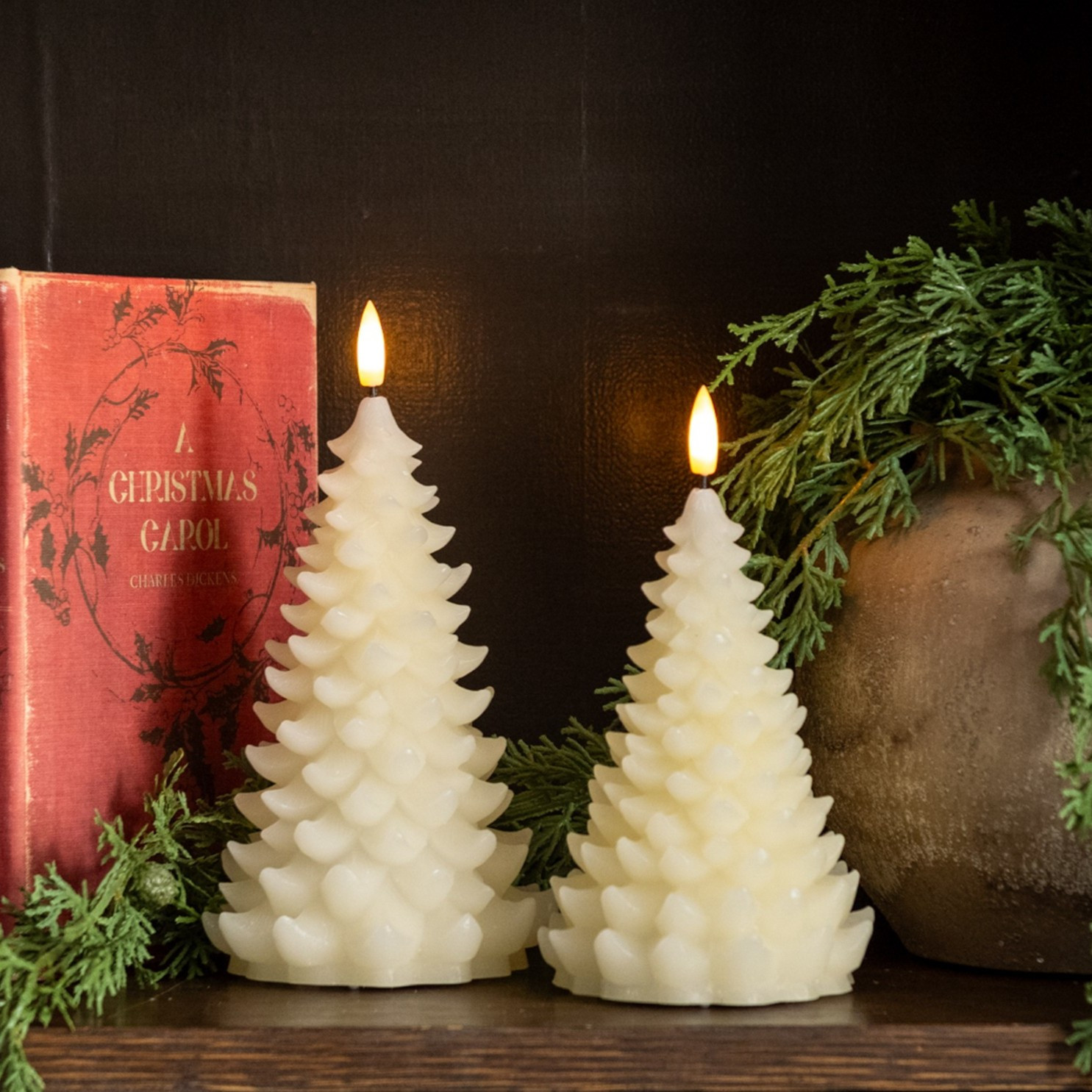 Flameless Cream Balsam Tree Candle, 7", photo 3 of 4