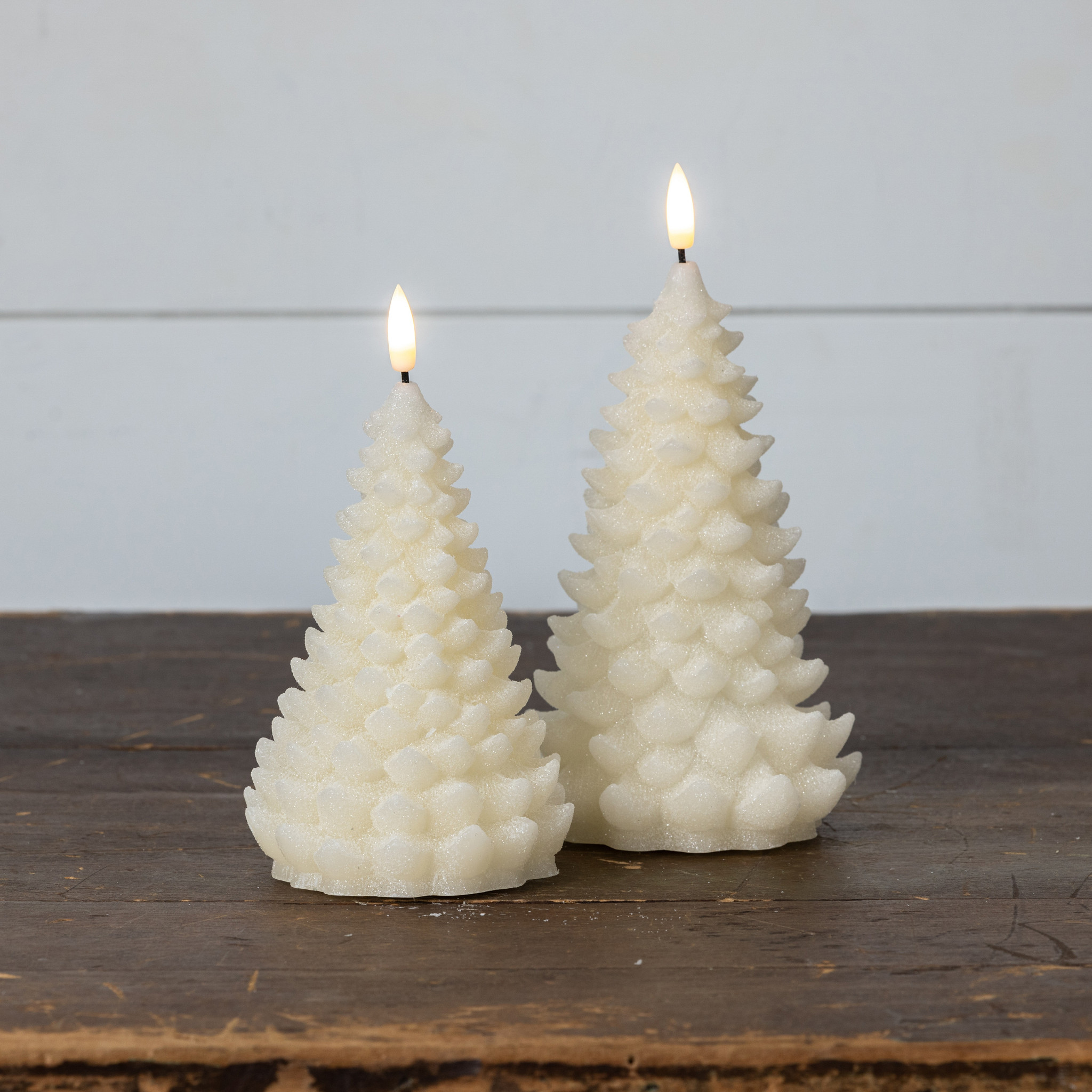 Flameless Cream Shimmer Balsam Tree Candle, 7", photo 4 of 4