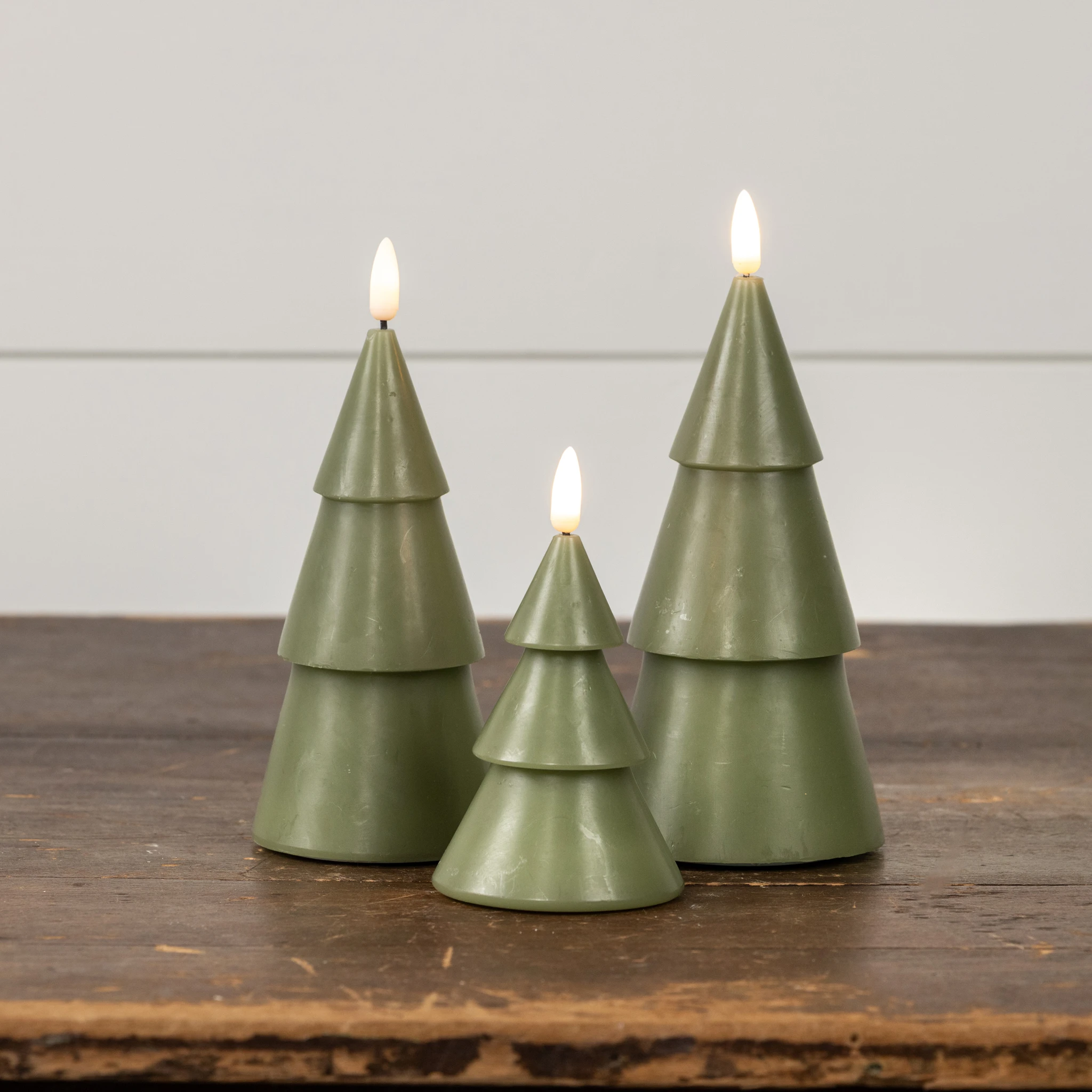 Flameless Dark Green Smooth Tree Candle, 5", photo 4 of 4