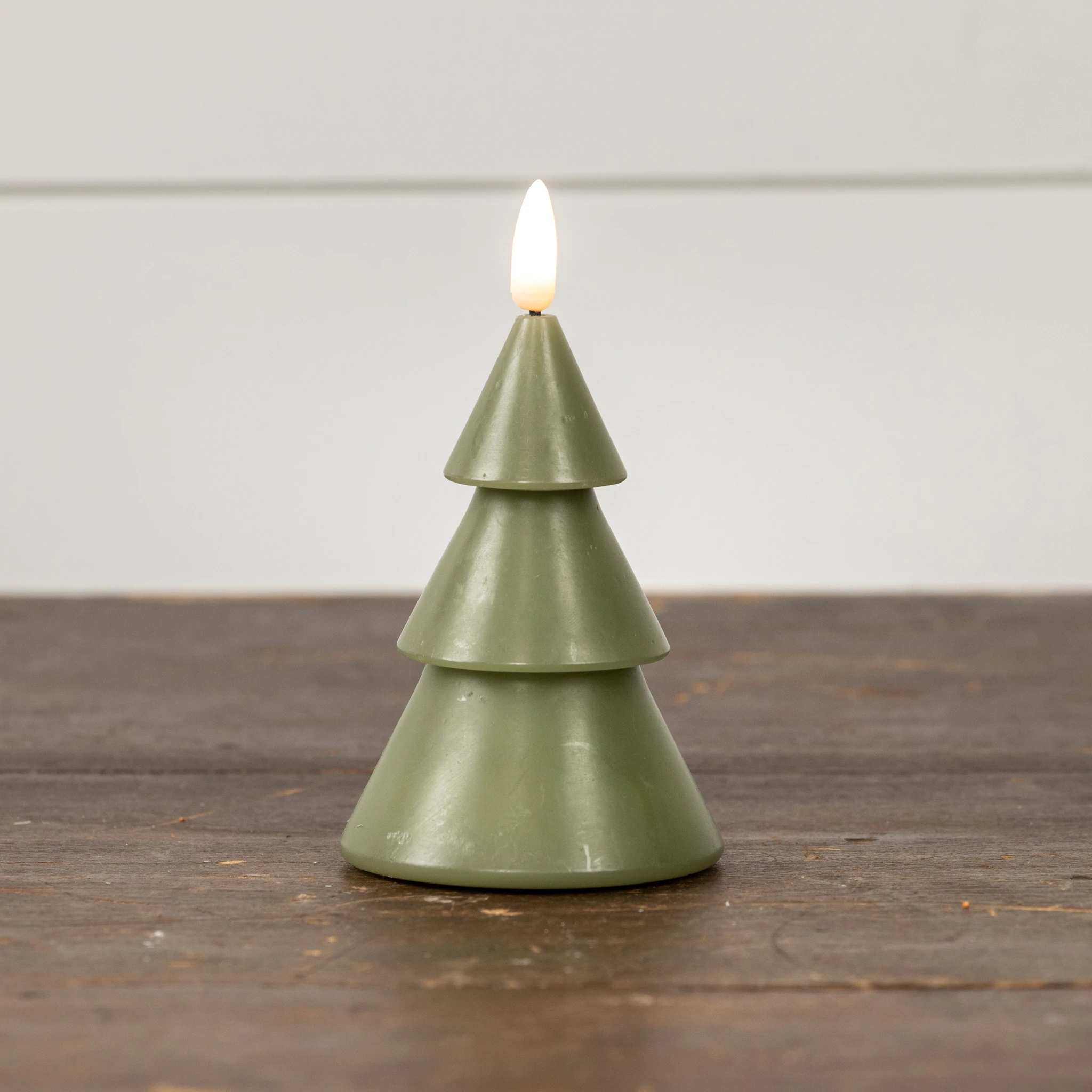 Flameless Dark Green Smooth Tree Candle, 5", photo 2 of 4