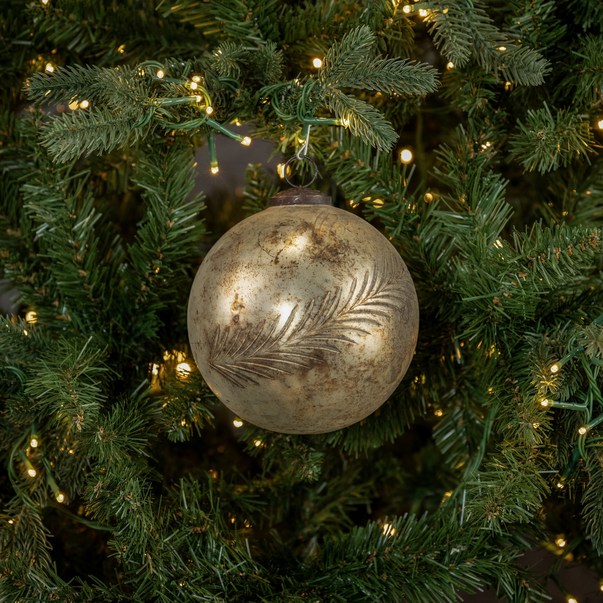 Printed Leaf Kugel Ornament, 5"