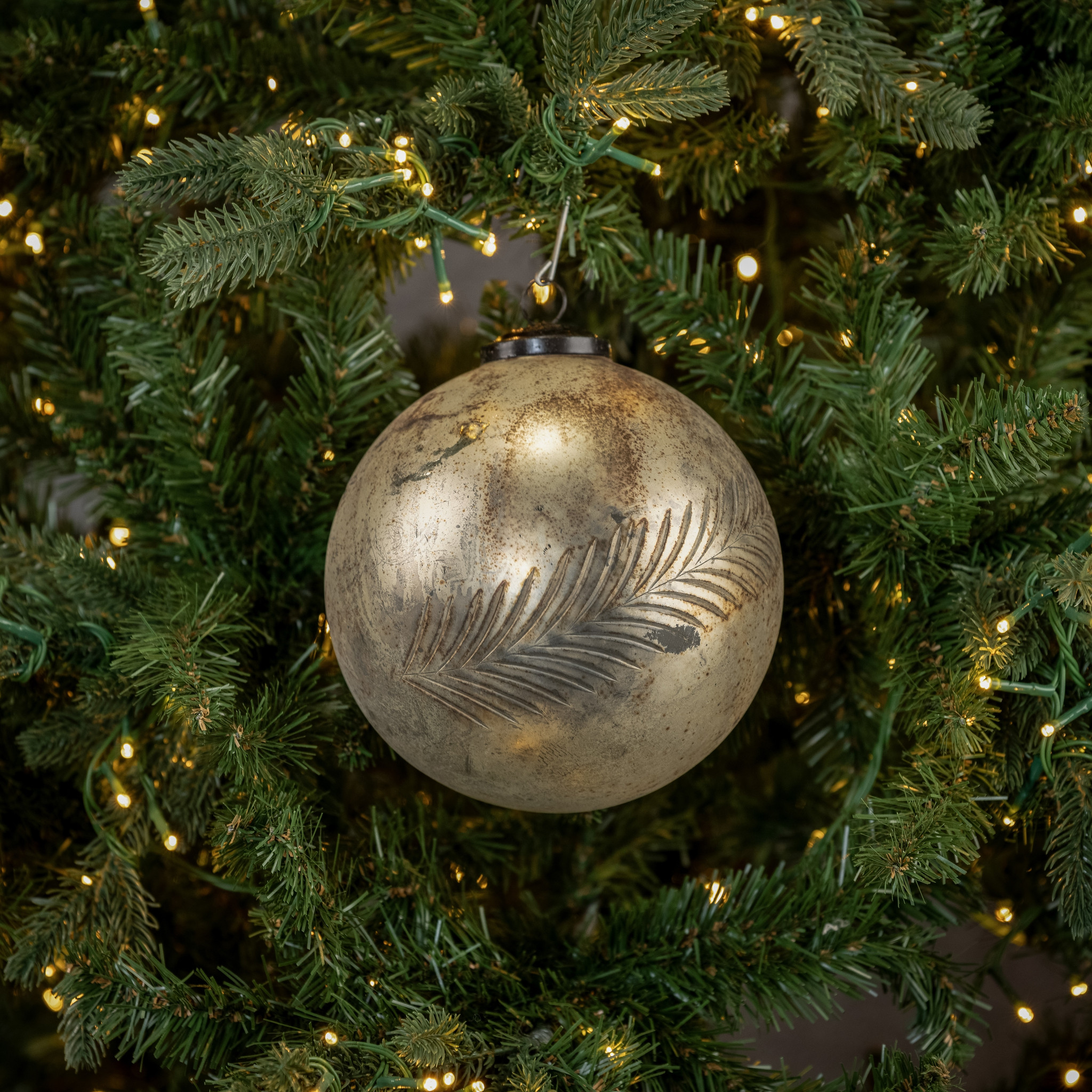 Printed Leaf Kugel Ornament, 6"