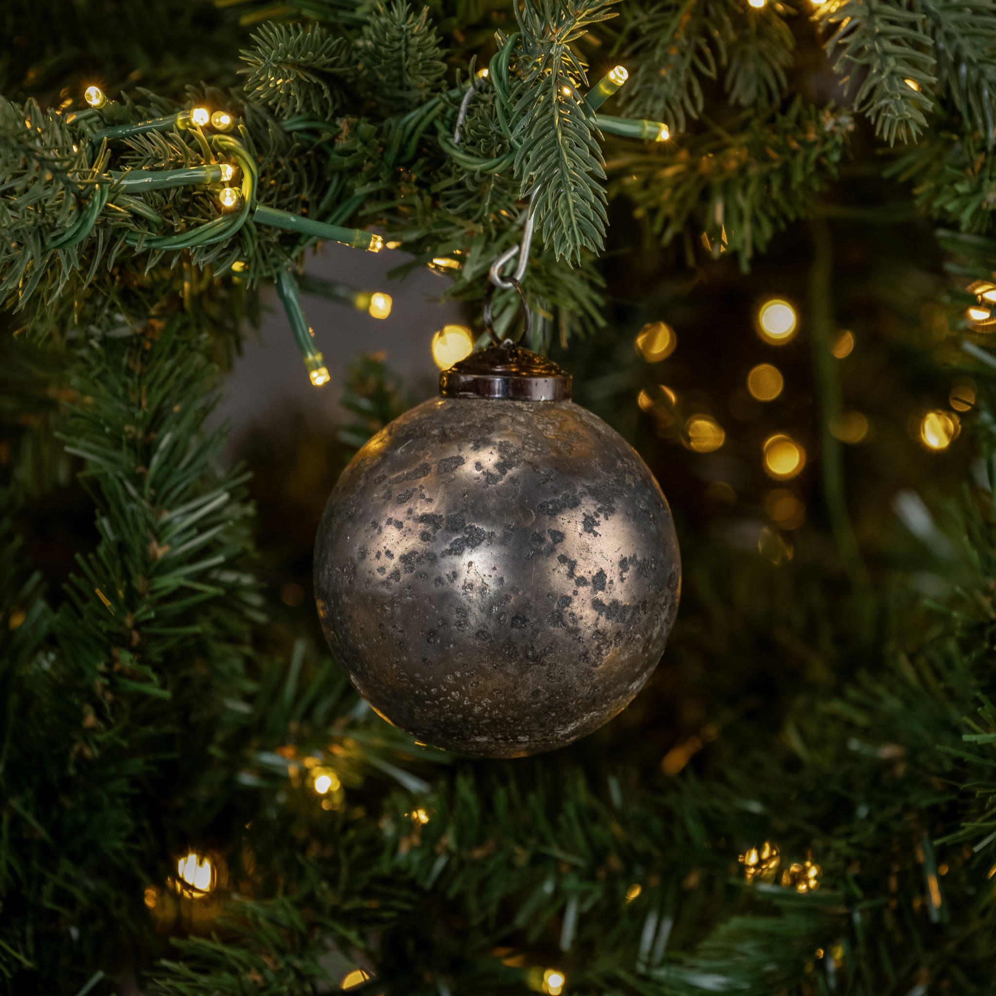 Silver Crackle Kugel Ornament, 3"