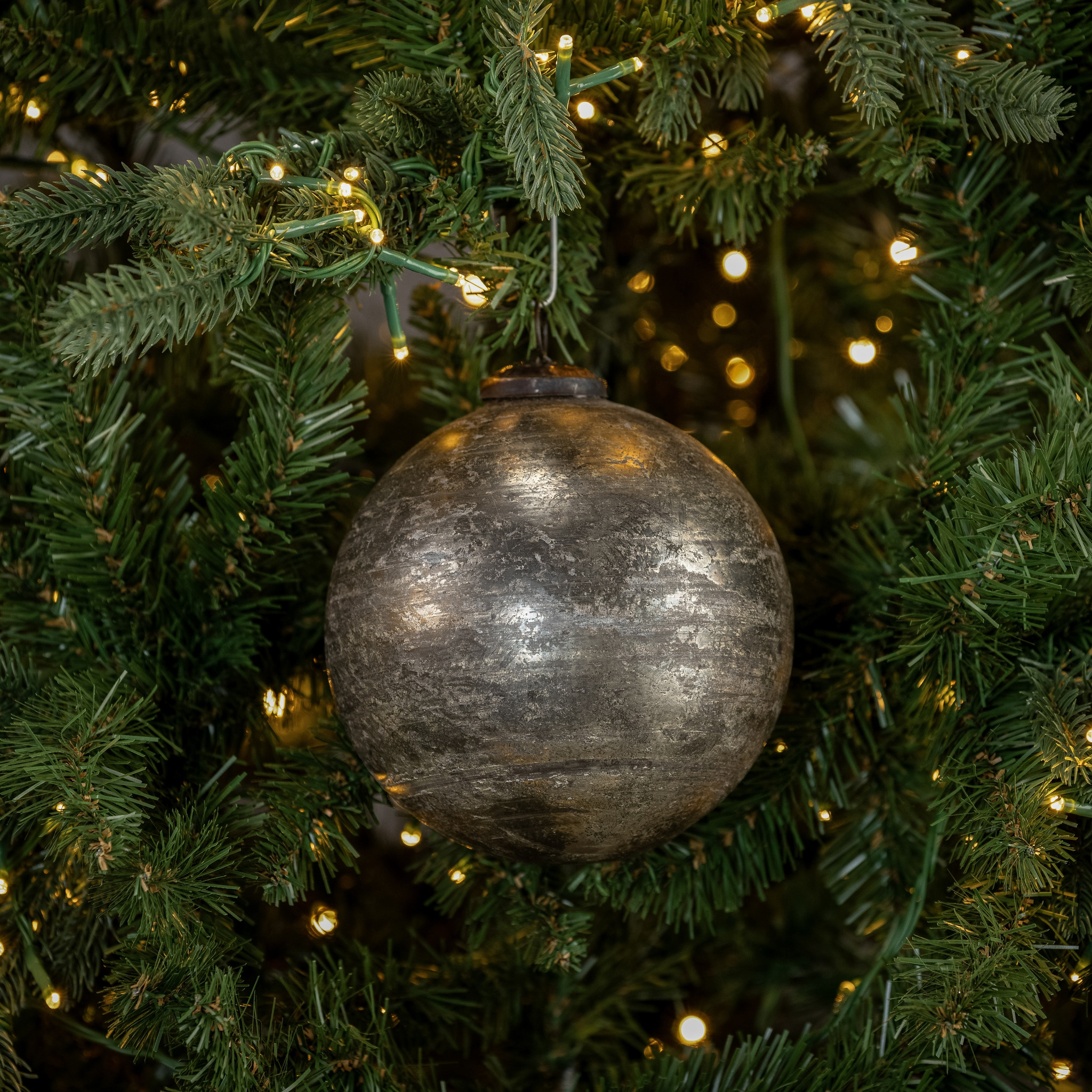 Silver Crackle Kugel Ornament, 5"