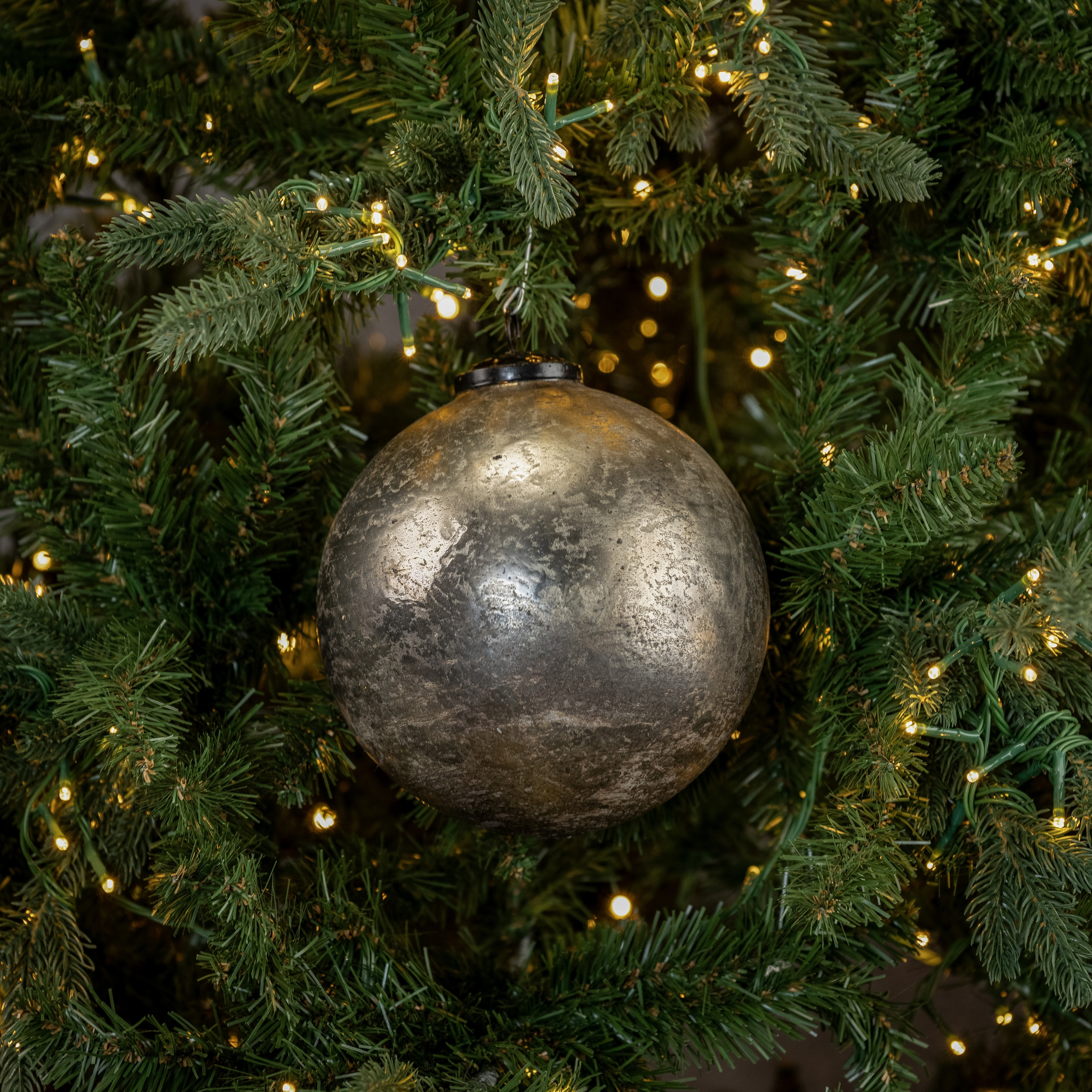 Silver Crackle Kugel Ornament, 6"