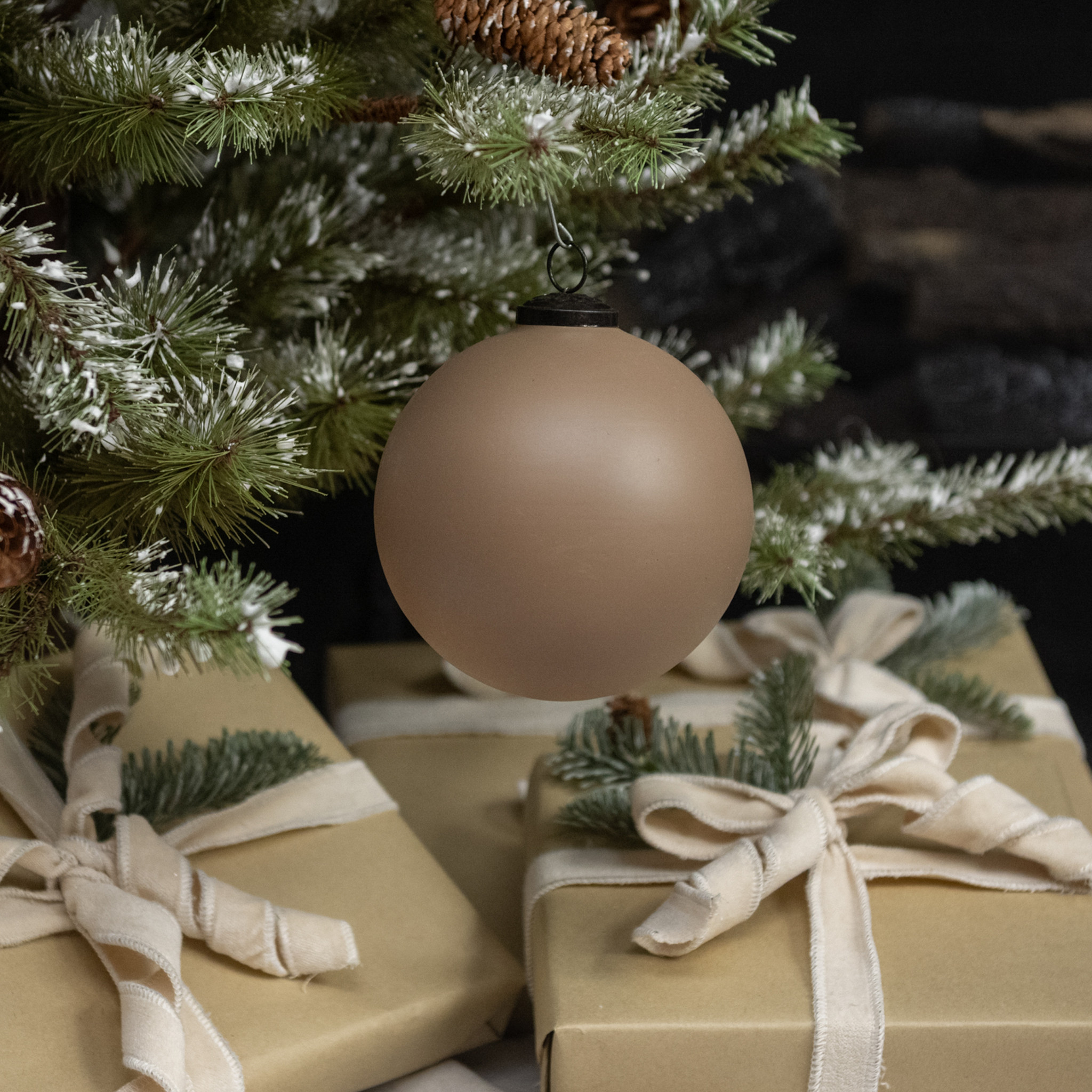 Beige Kugel Ornament, 5"
