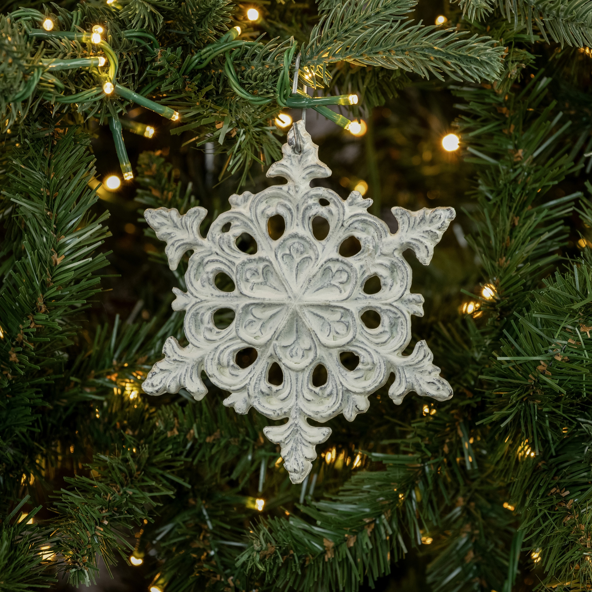 White Daniella Snowflake Ornament, photo 2 of 2