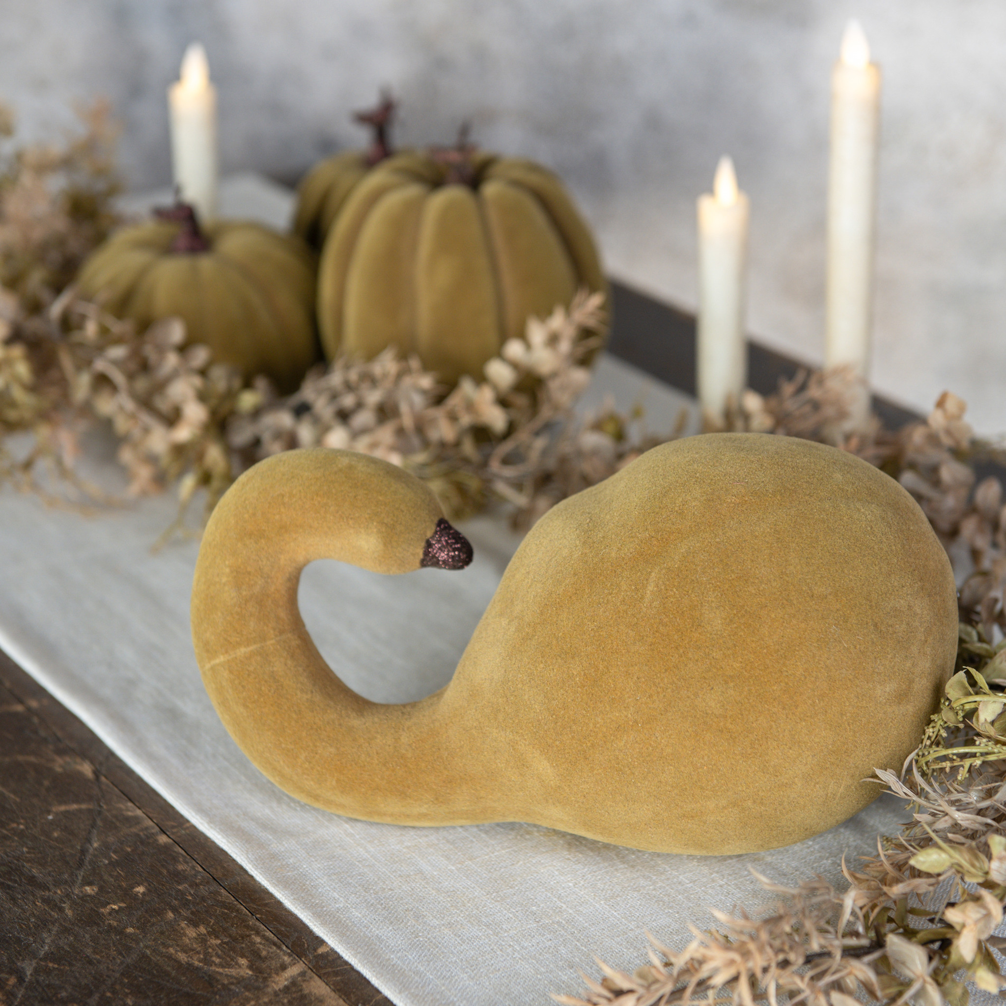 Green Flocked Gourd, 11.5"