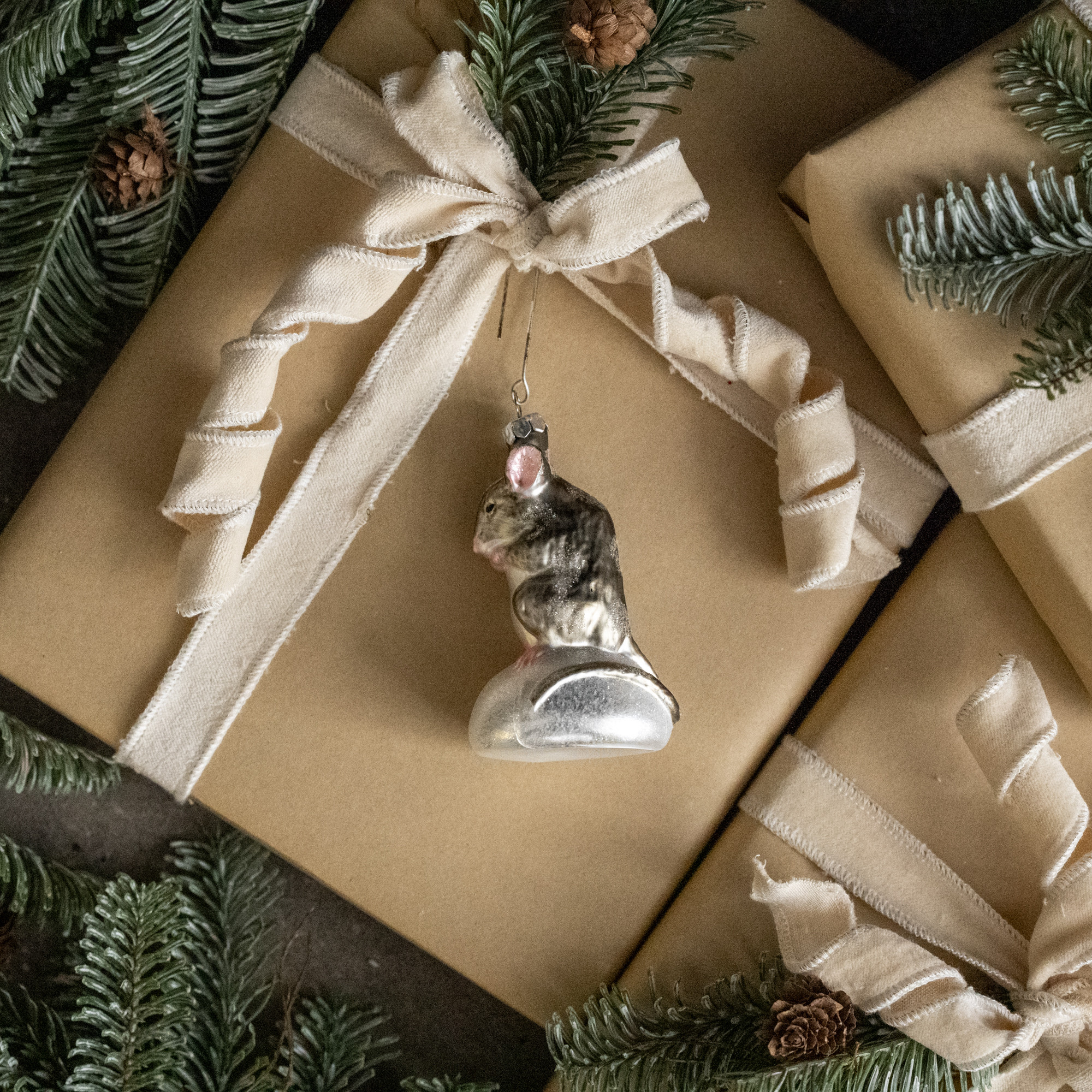 Sitting Grey Mouse Ornament, photo 2 of 2
