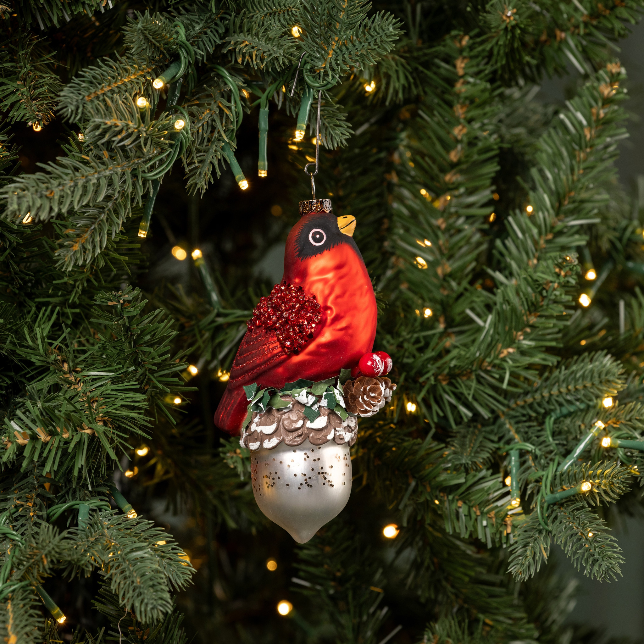 Cardinal Ornament with Beaded Wings, photo 3 of 3
