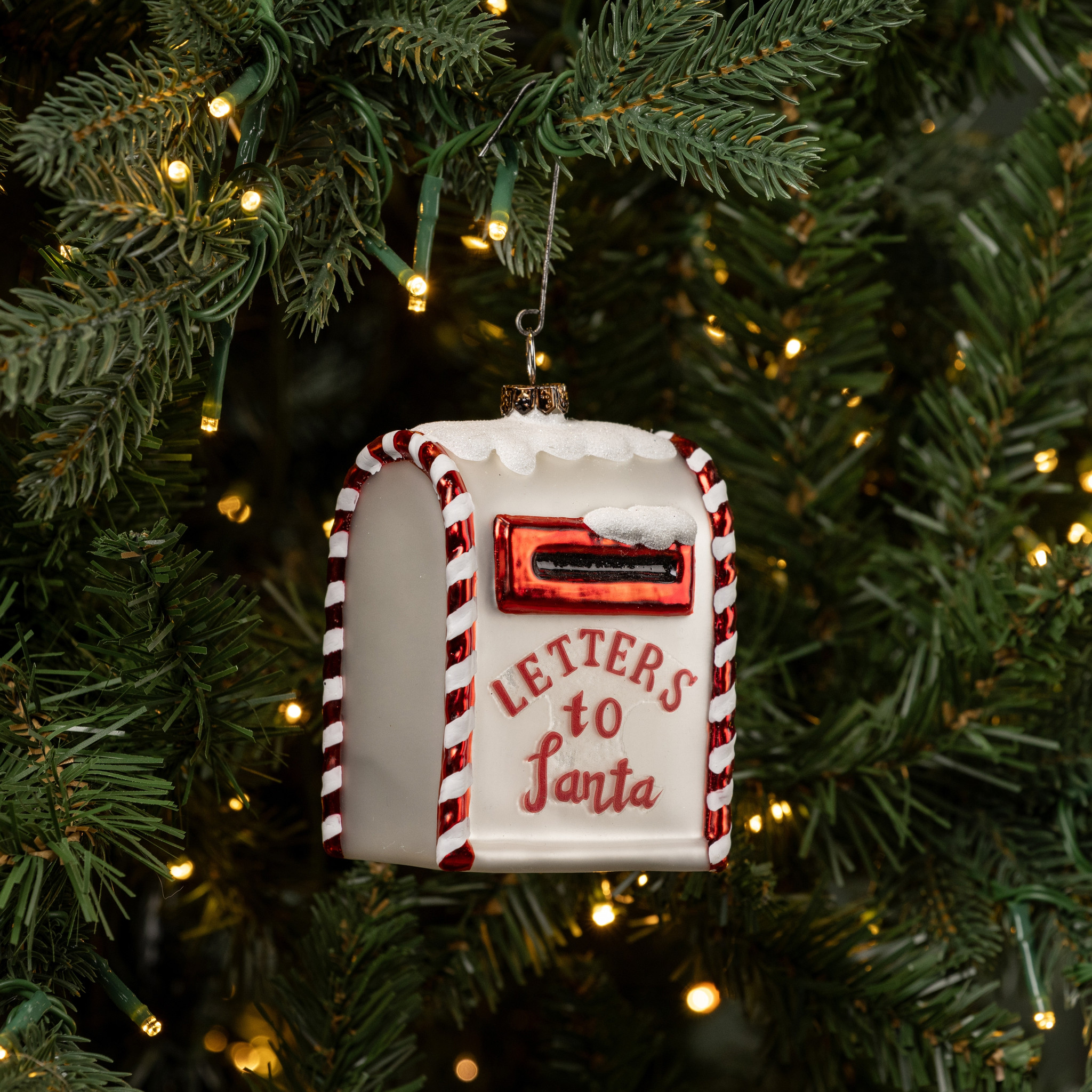 White Letters to Santa Mailbox Ornament, photo 2 of 3