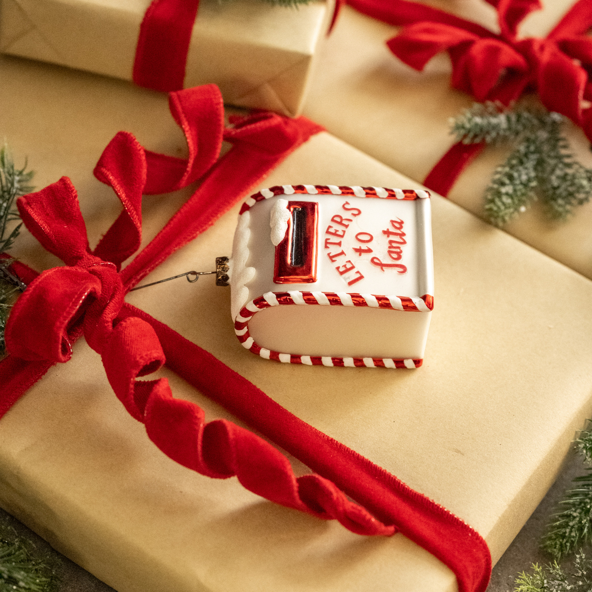 White Letters to Santa Mailbox Ornament, photo 3 of 3