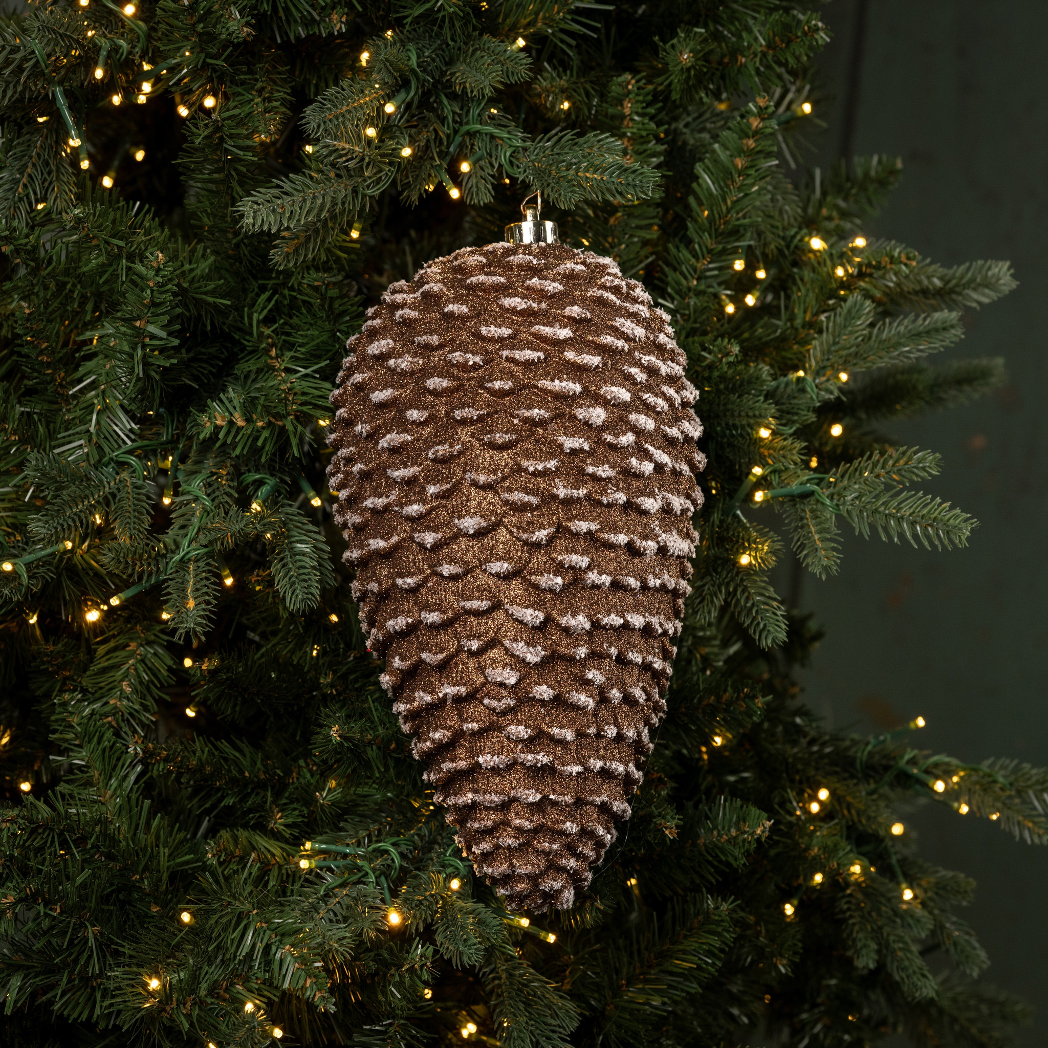 Snowy Brown Pinecone Ornament, 12"