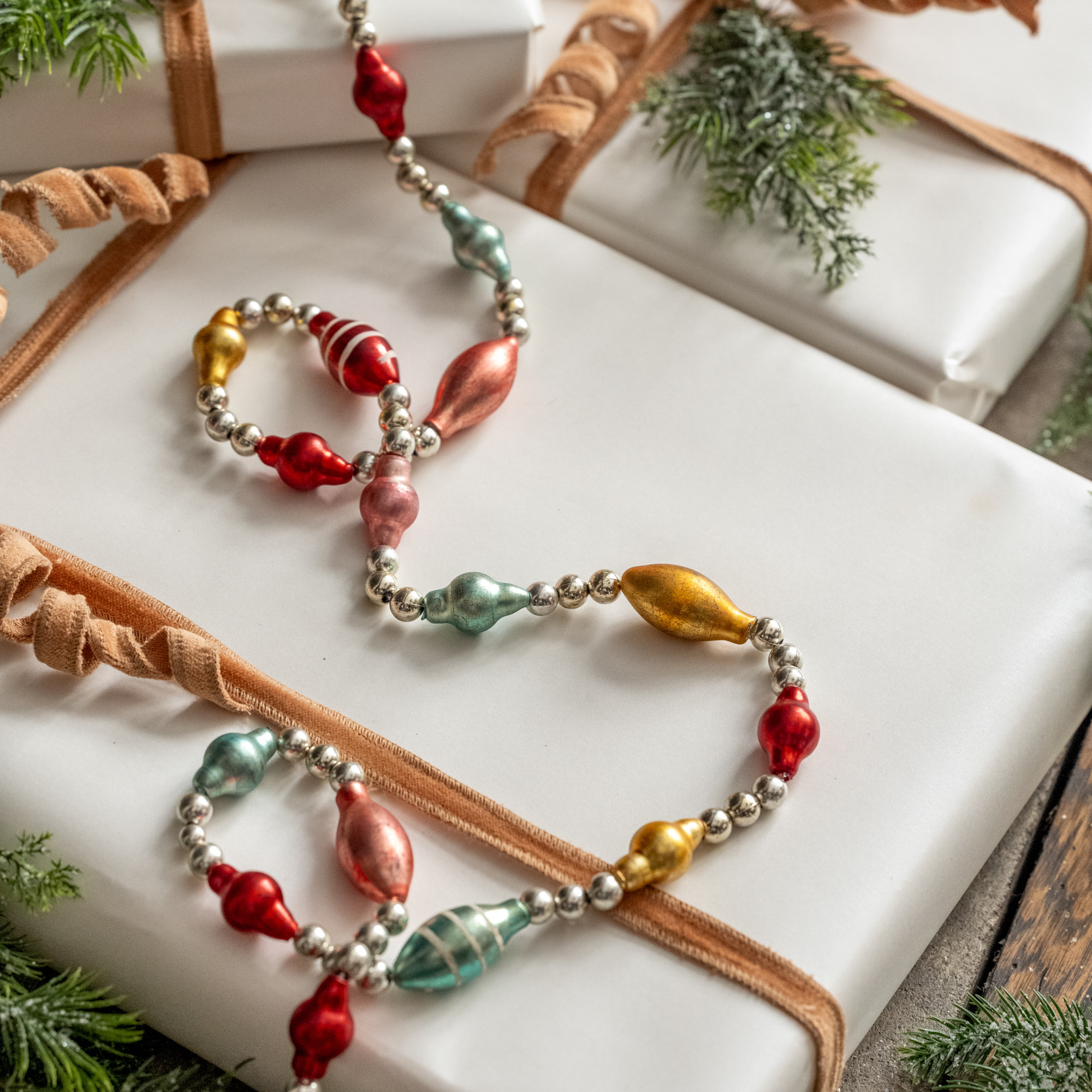 Blue, Gold & Red Beaded Garland, 6 ft, photo 3 of 3
