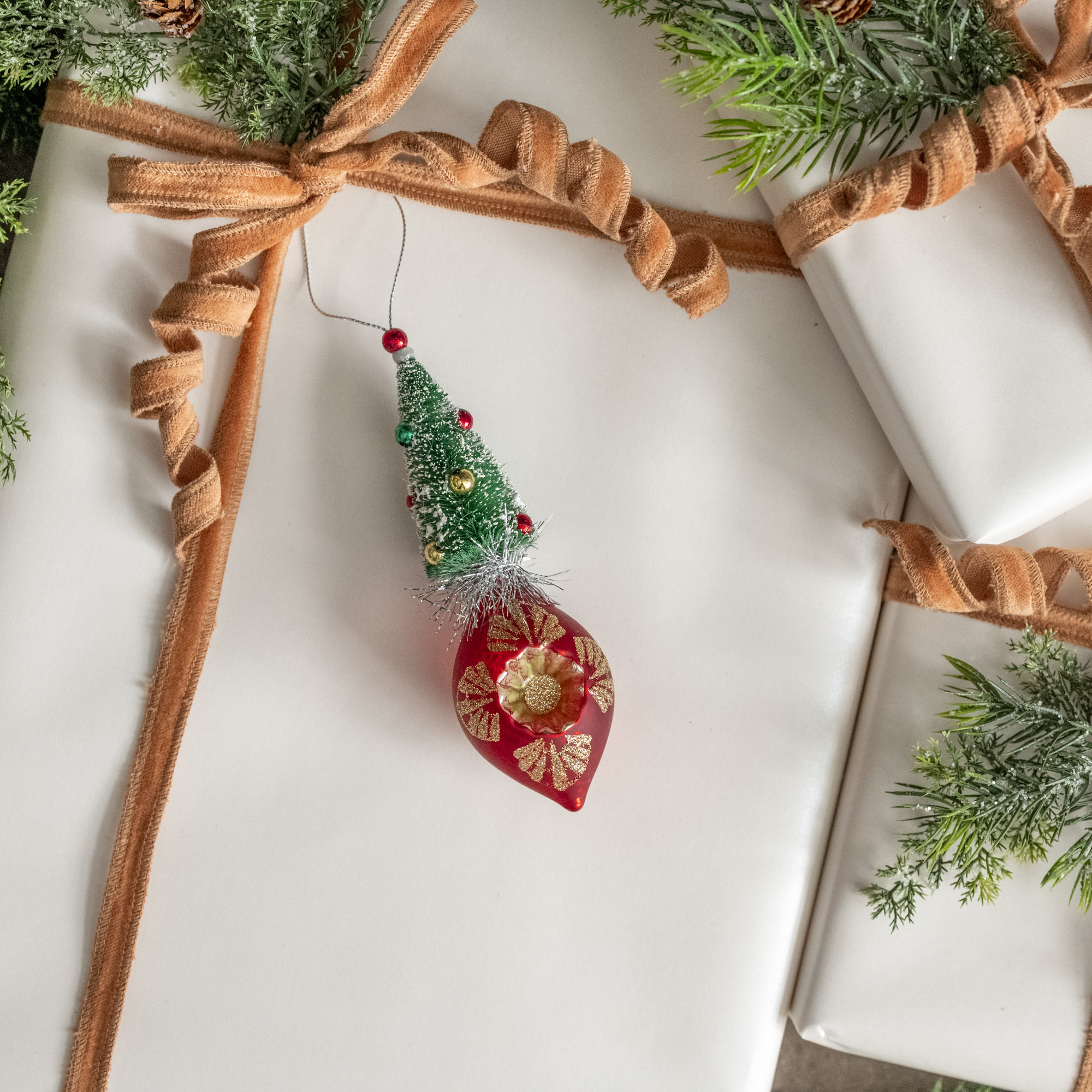 Red Vintage Tree Ornament, 6"