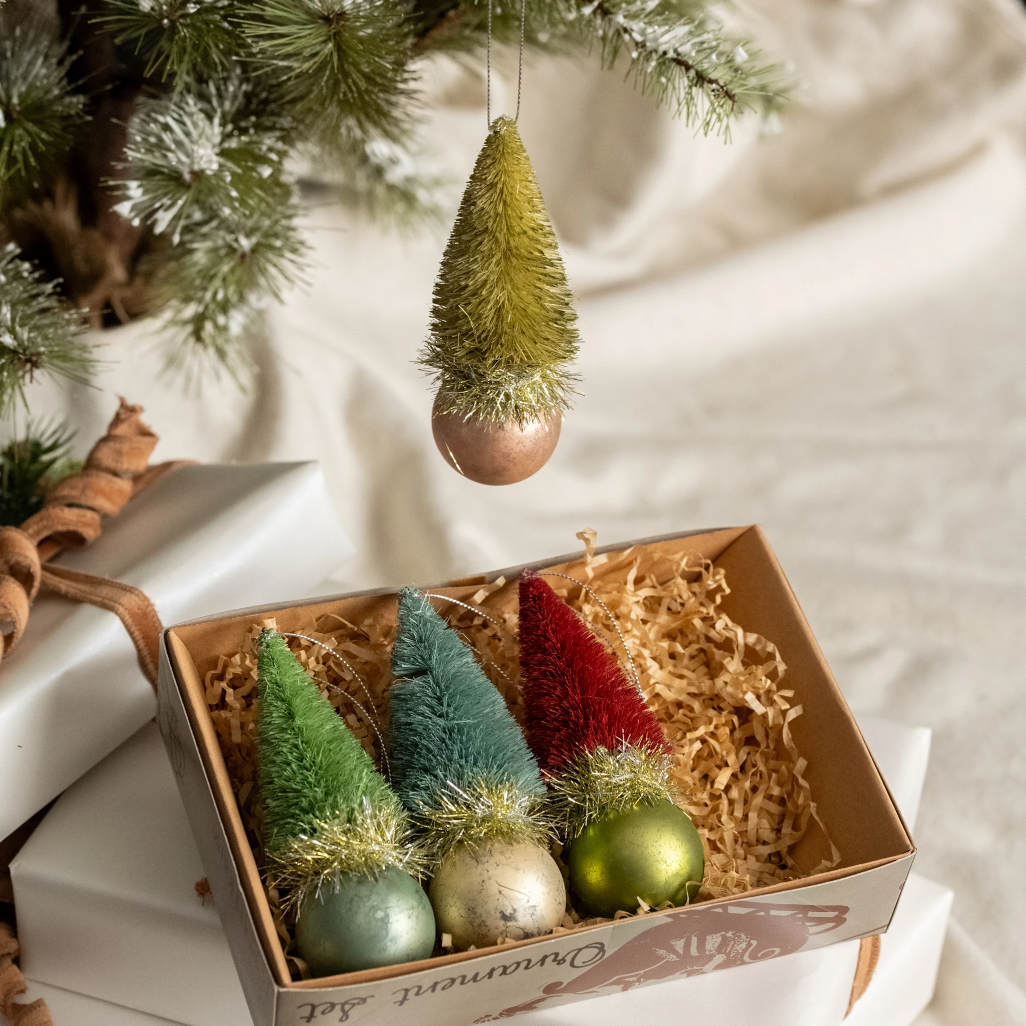 Multicolor Tree Ornaments, Set of 4