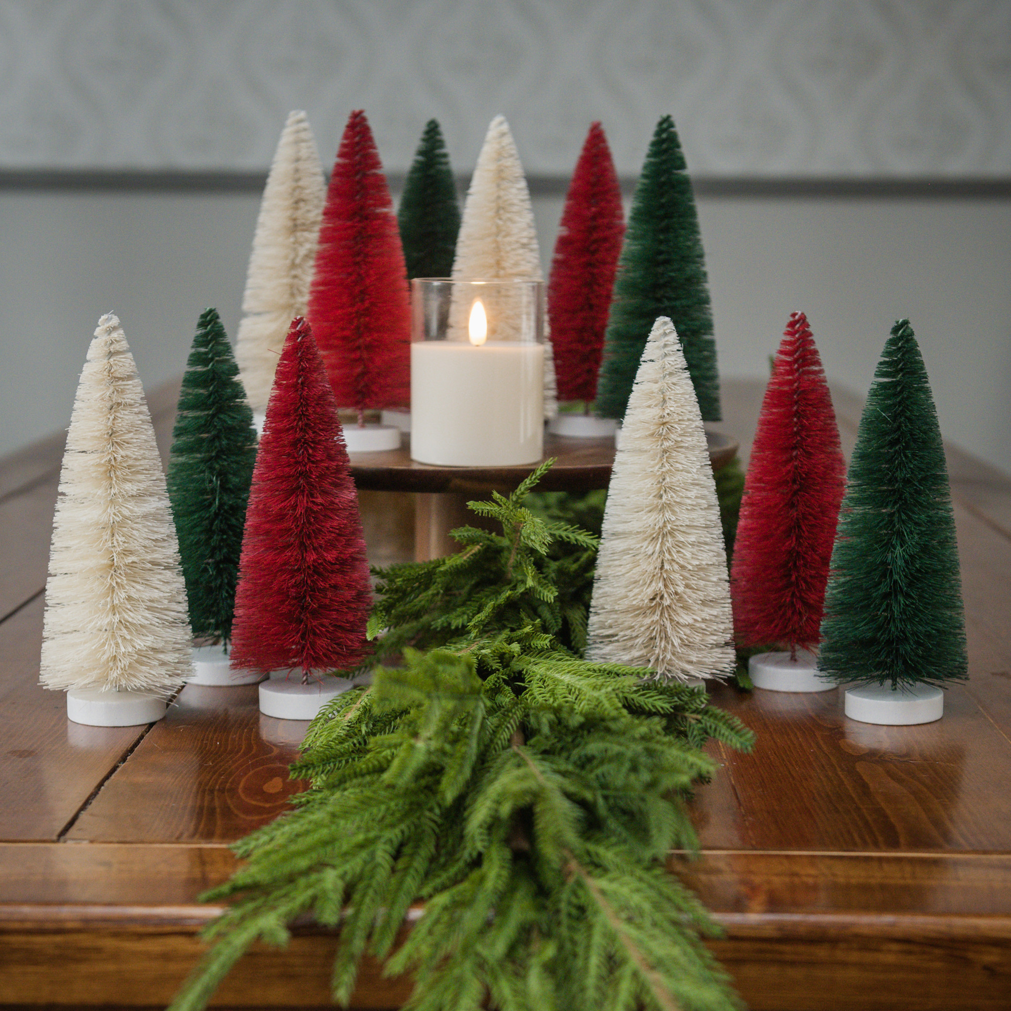 Holiday Bottlebrush Trees, Set of 12, 8"