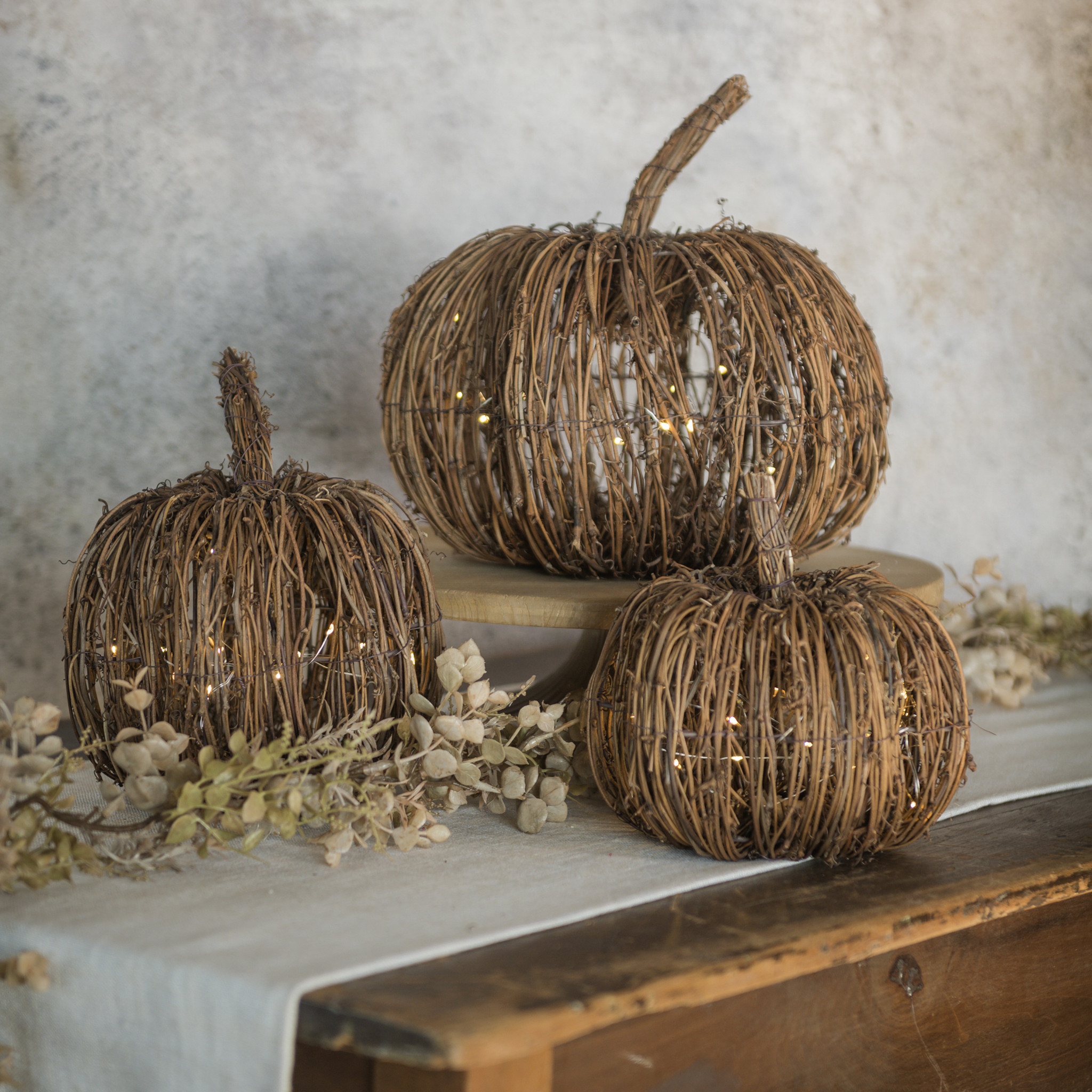 Lighted Rattan Pumpkin, 11.5", photo 3 of 4