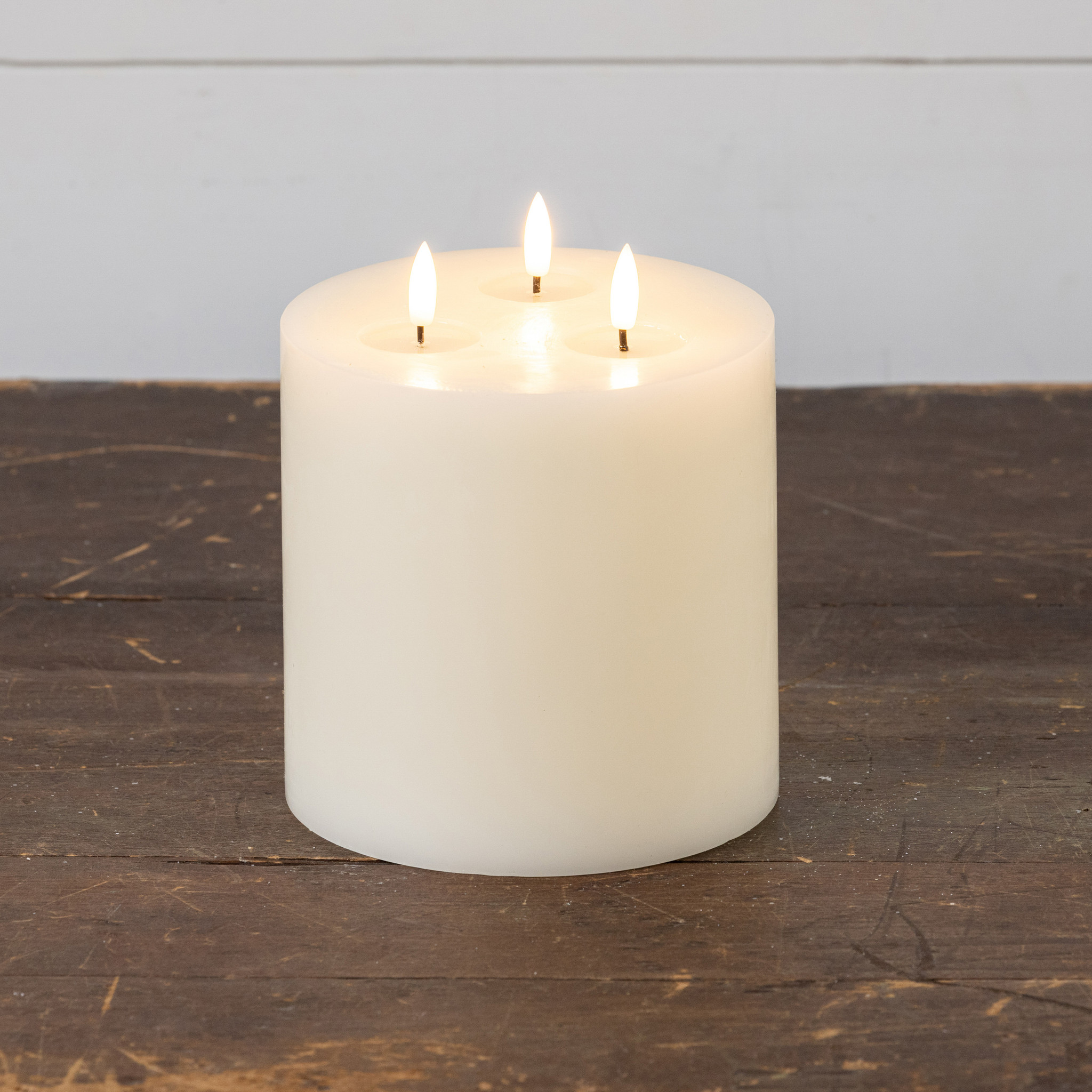 Flameless Cream 3-Wick Candle, 7", photo 2 of 4