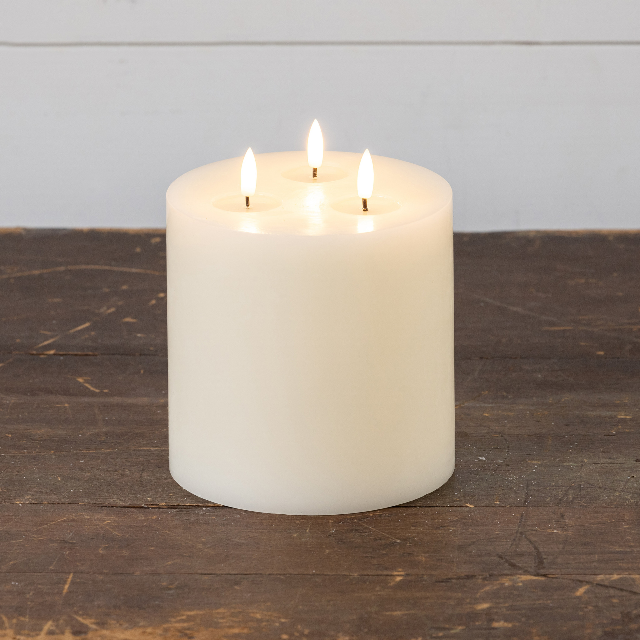 Flameless Cream 3-Wick Candle, 7", photo 3 of 4