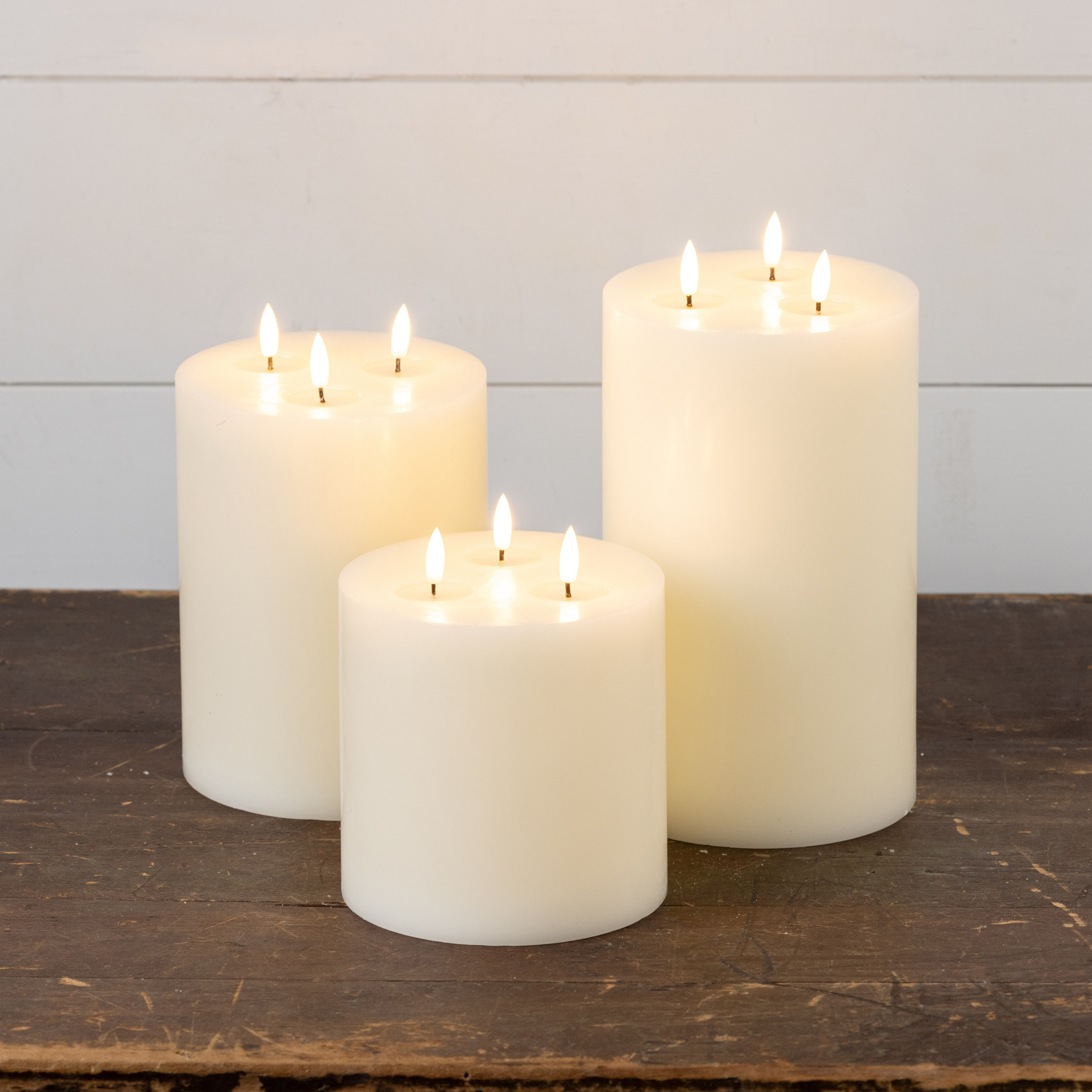 Flameless Cream 3-Wick Candle, 7", photo 4 of 4