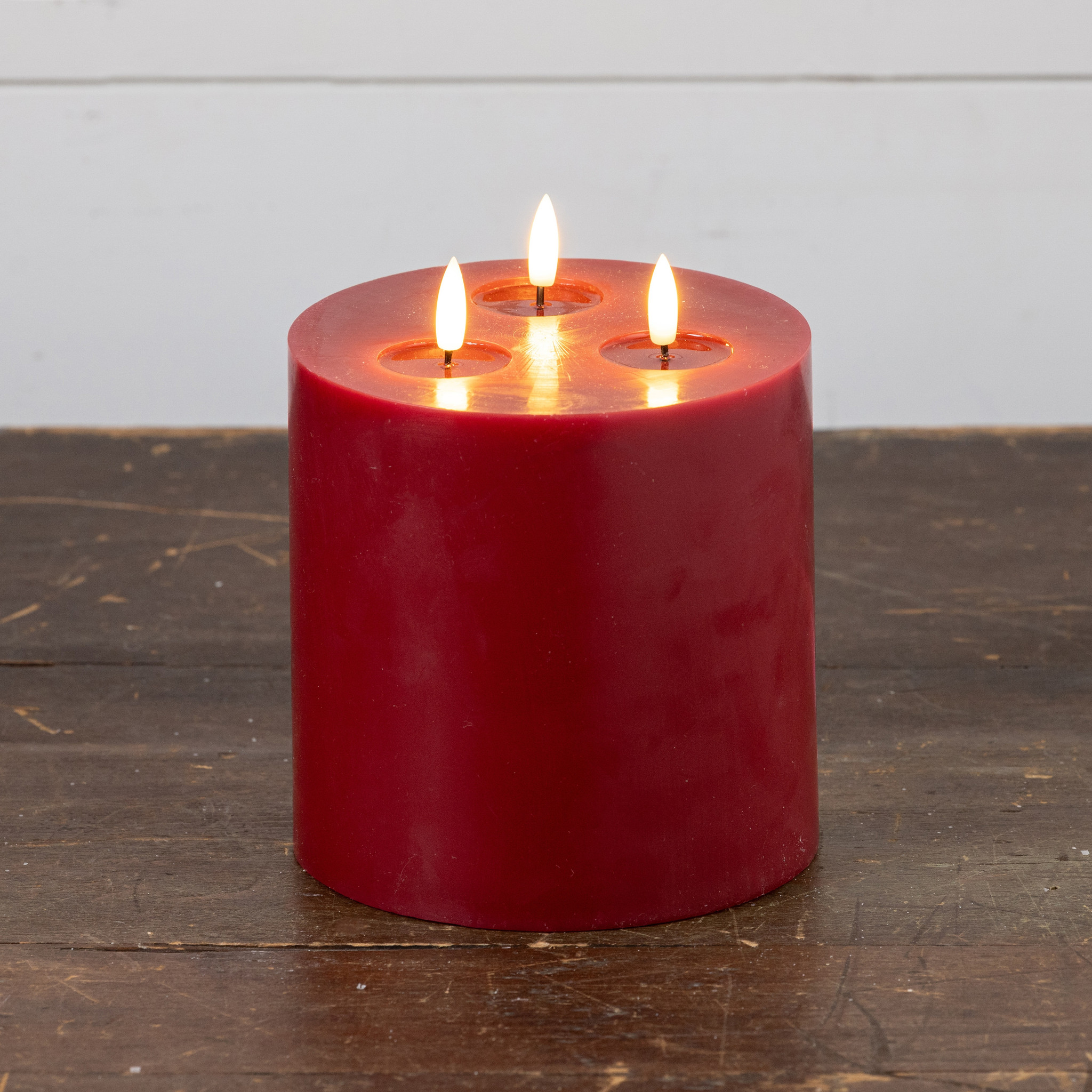 Flameless Red 3-Wick Candle, 7", photo 2 of 3