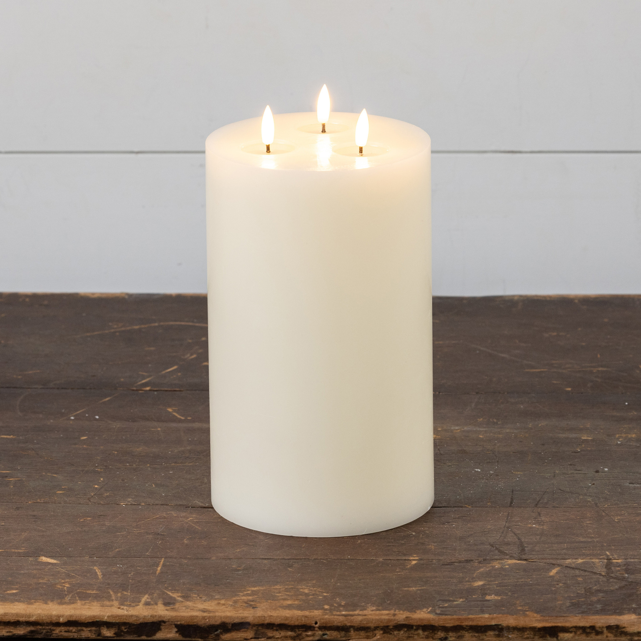 Flameless Cream 3-Wick Candle, 11", photo 2 of 3