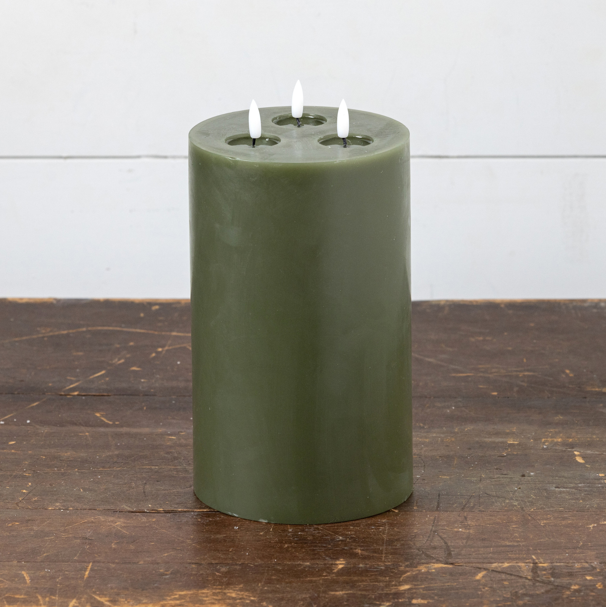 Flameless Dark Green 3-Wick Candle, 11", photo 2 of 4