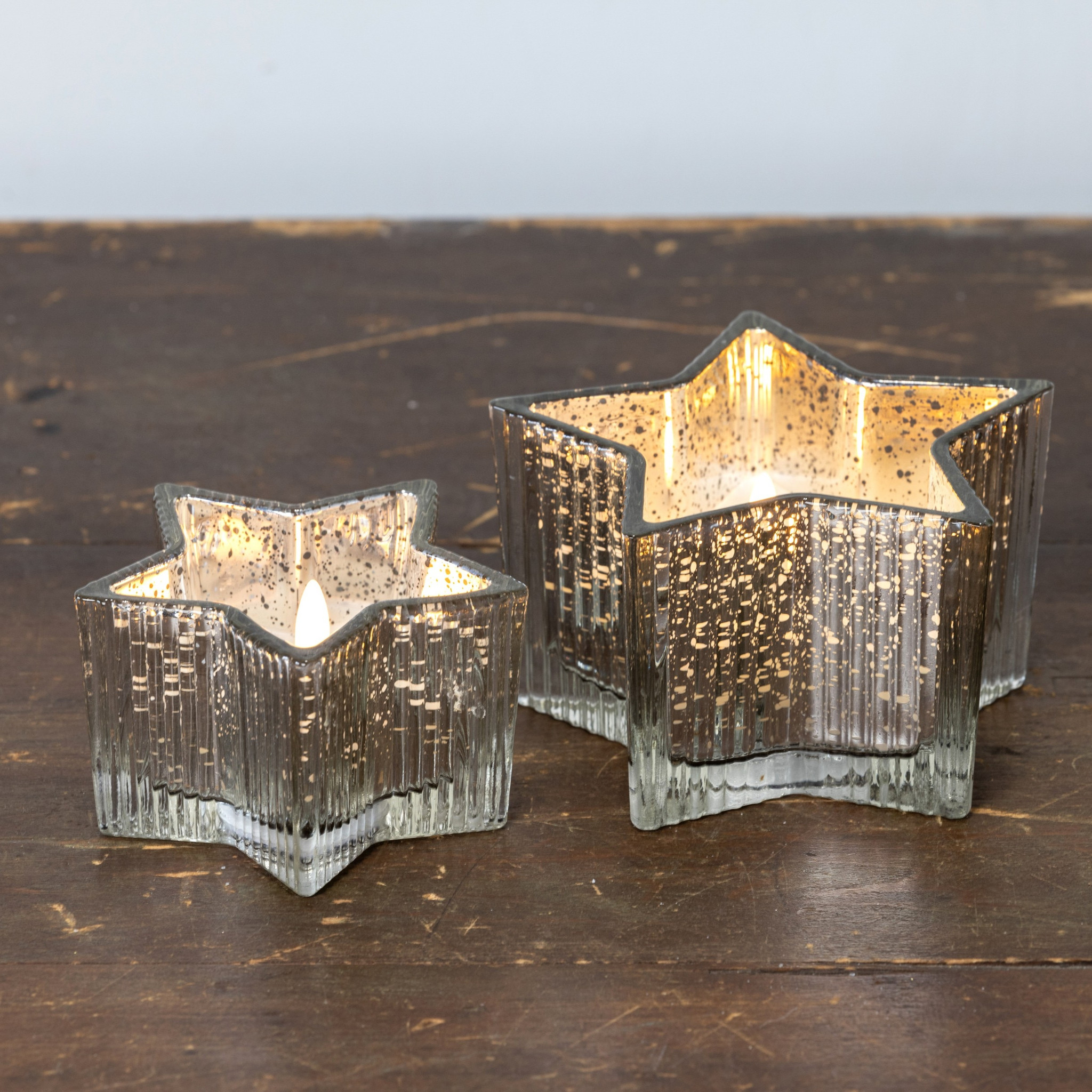 Flameless Silver Mercury Glass Star Candle, 5.5", photo 4 of 4