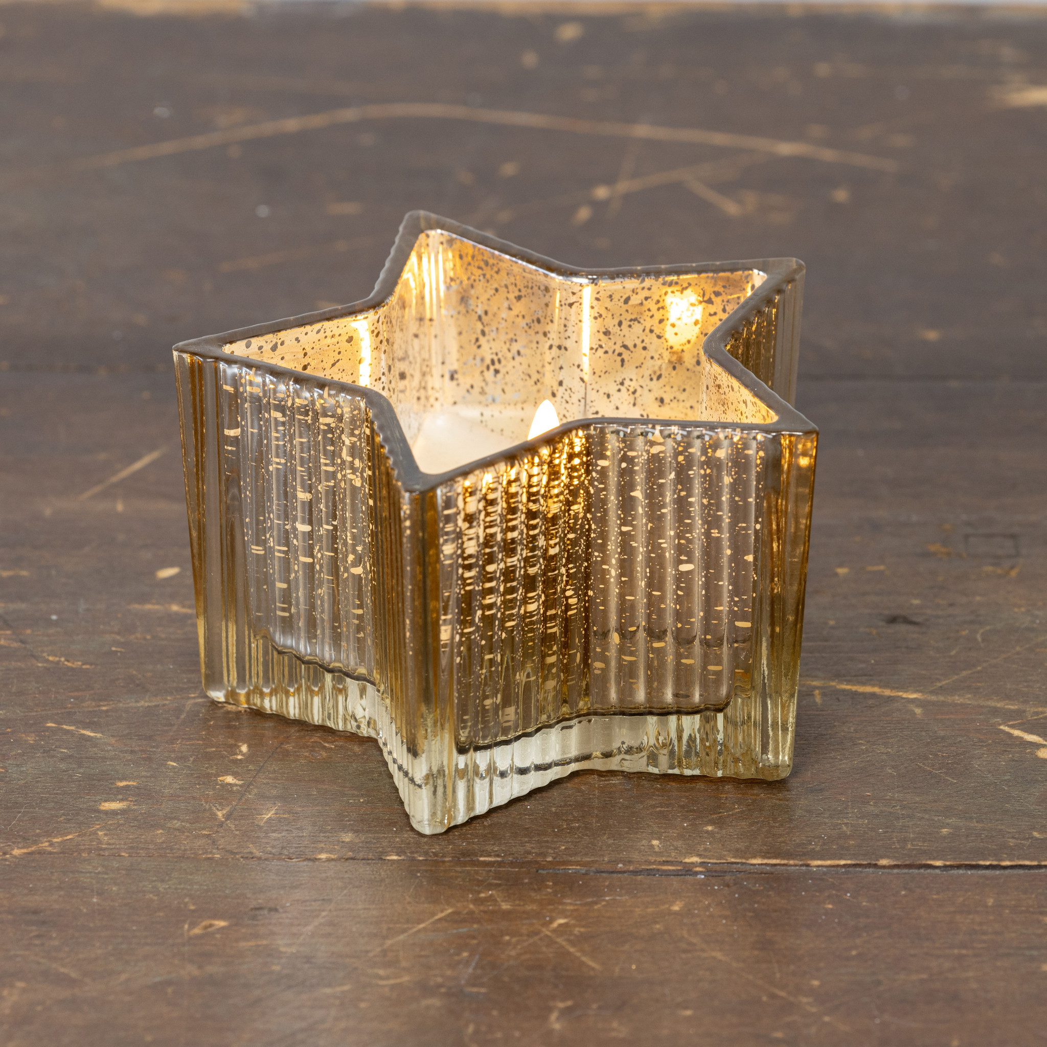 Flameless Gold Mercury Glass Star Candle, 5.5", photo 2 of 4