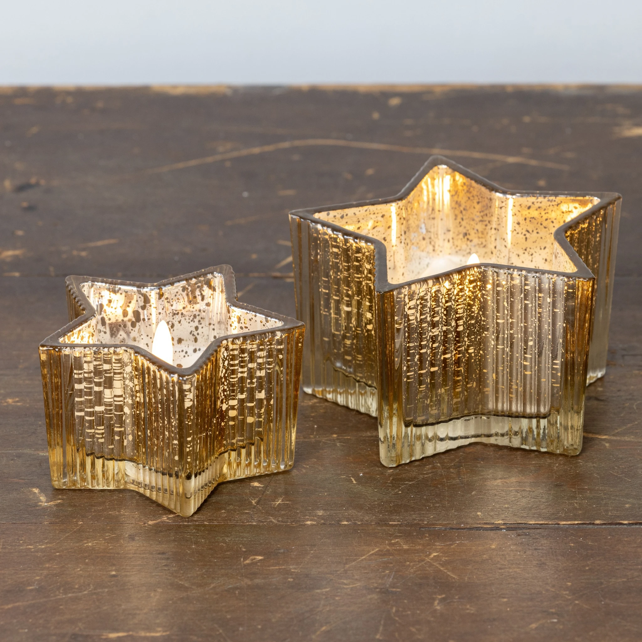 Flameless Gold Mercury Glass Star Candle, 4.5", photo 4 of 4