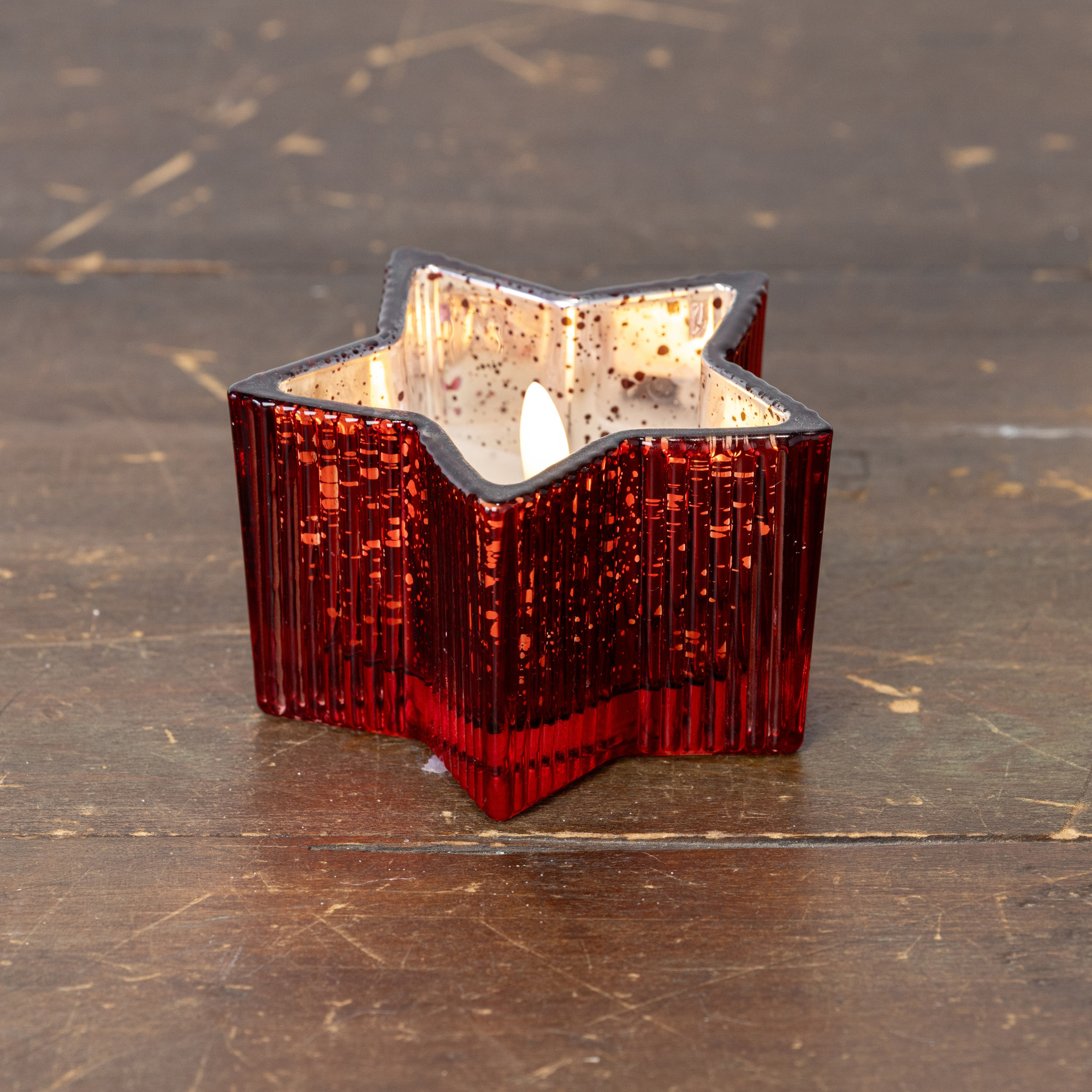 Flameless Red Mercury Glass Star Candle, 4.5", photo 2 of 4