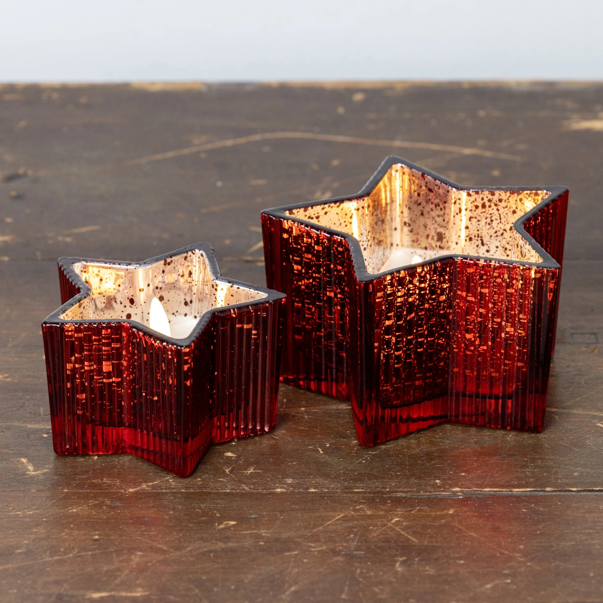 Flameless Red Mercury Glass Star Candle, 4.5", photo 4 of 4