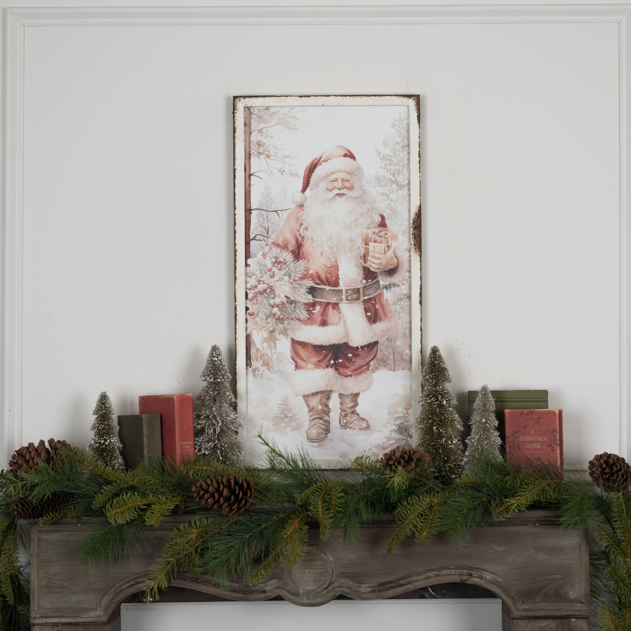 Santa with Wreath Print, 28"