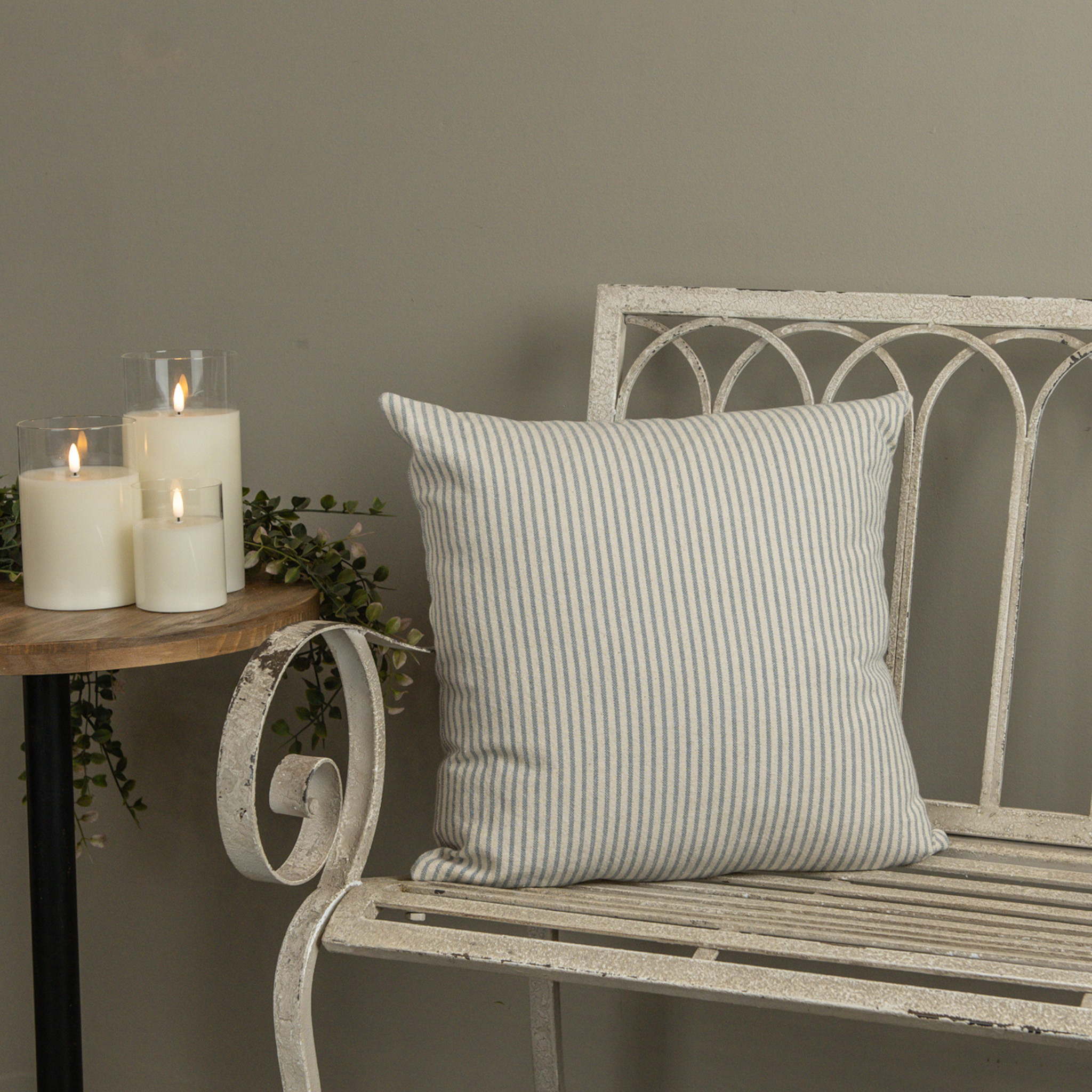Dusty Blue Stripe Pillow, 18"