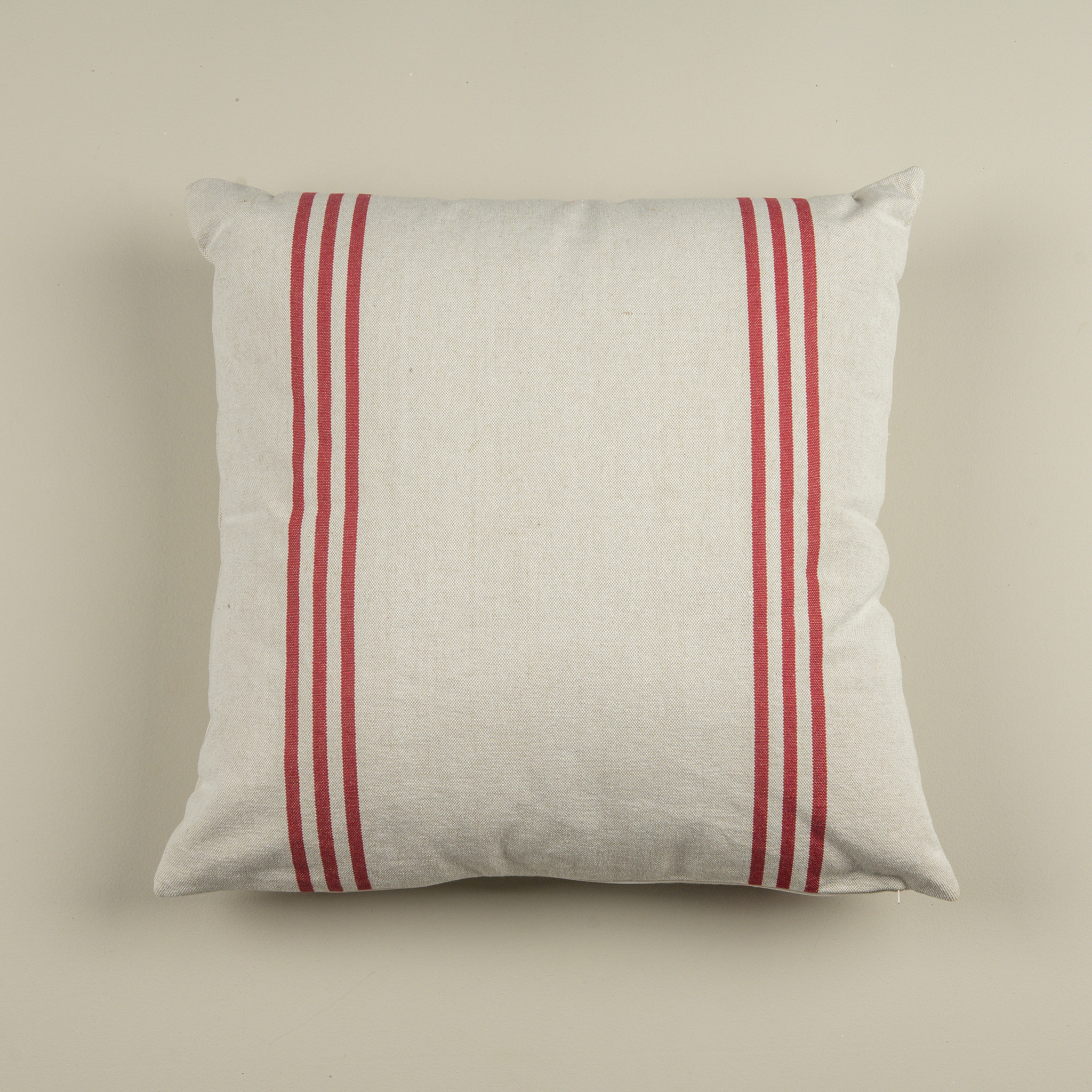 Cream Pillow with Red Stripe, 22"