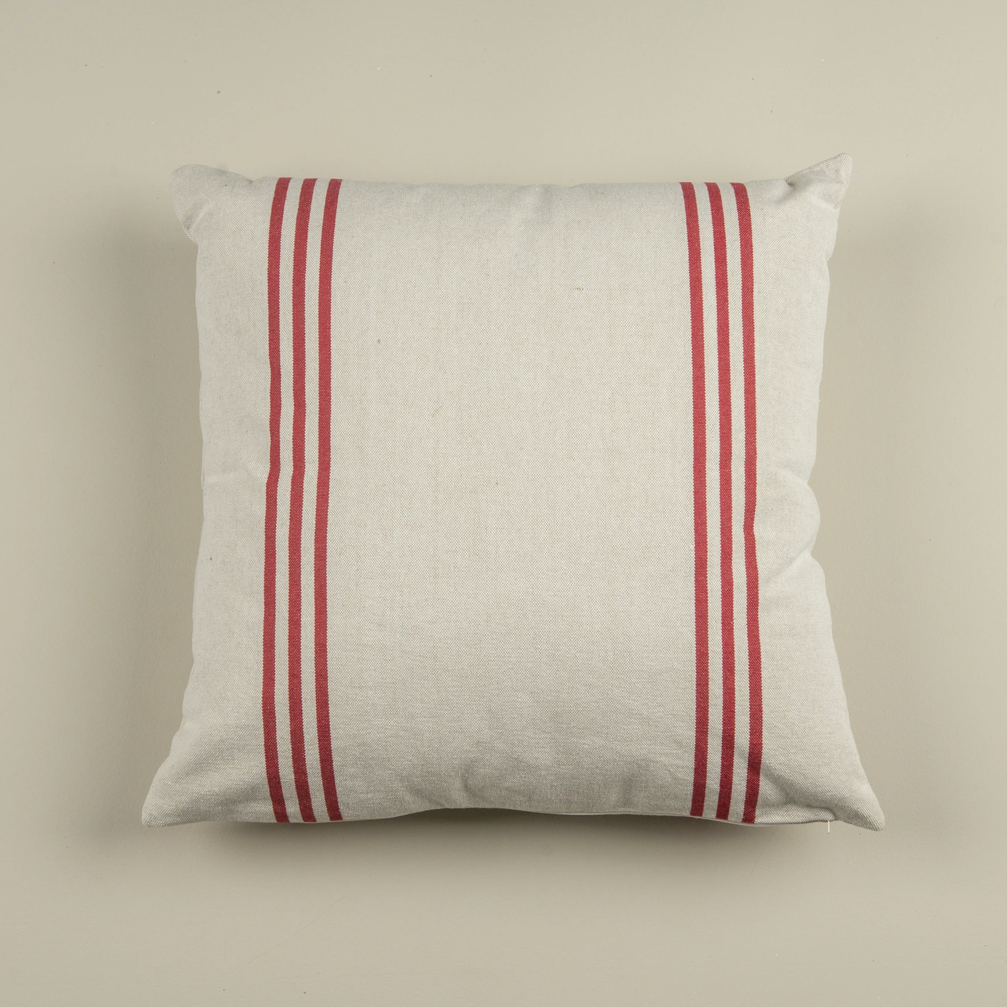 Cream Pillow with Red Stripe, 22"