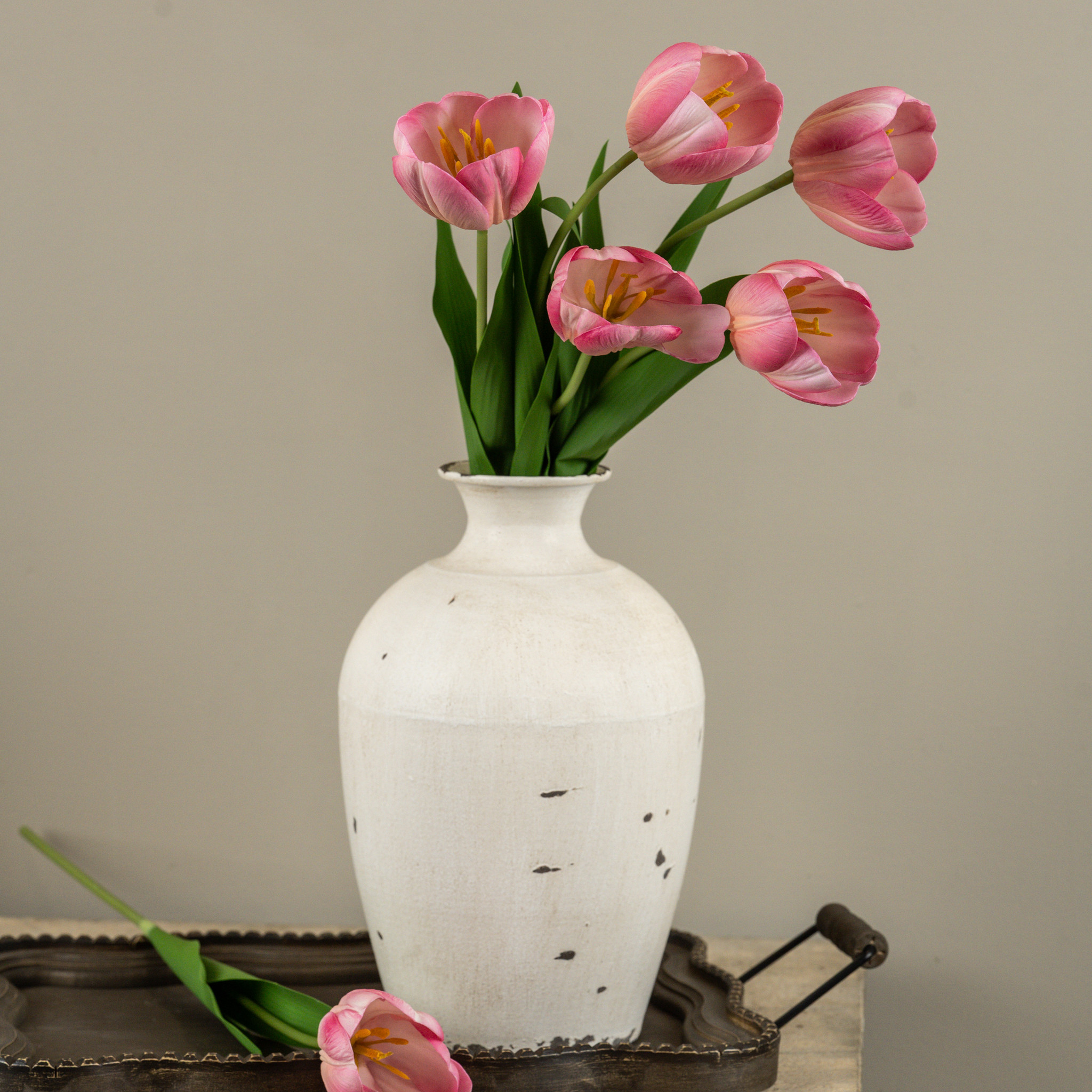 Soft Touch Pink Tulip Stem, 21.5", photo 2 of 4