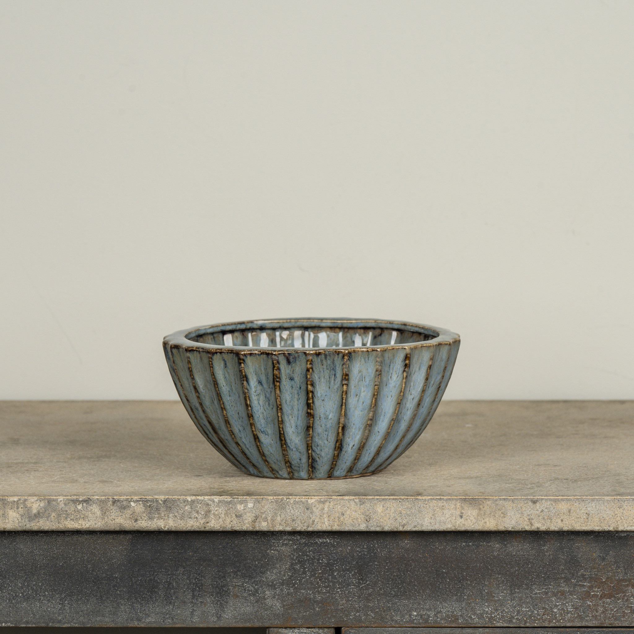 Blue Scalloped Bowl, 7.25"