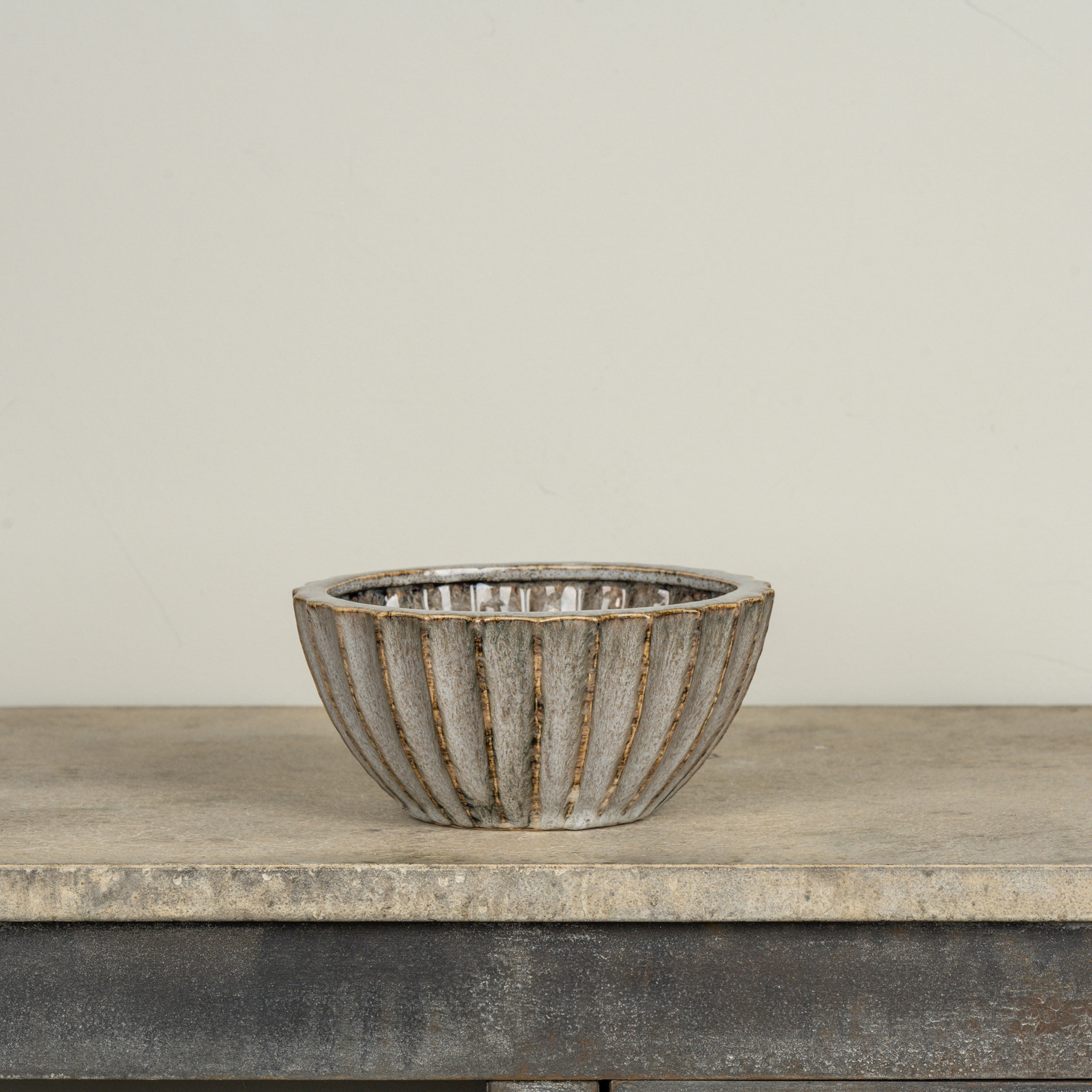 Taupe Scalloped Bowl, 7.25"