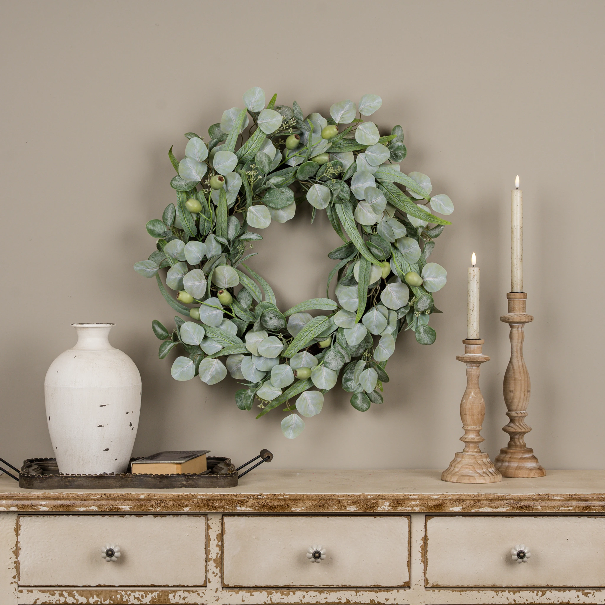 Mixed Eucalyptus Pod Wreath, 24"
