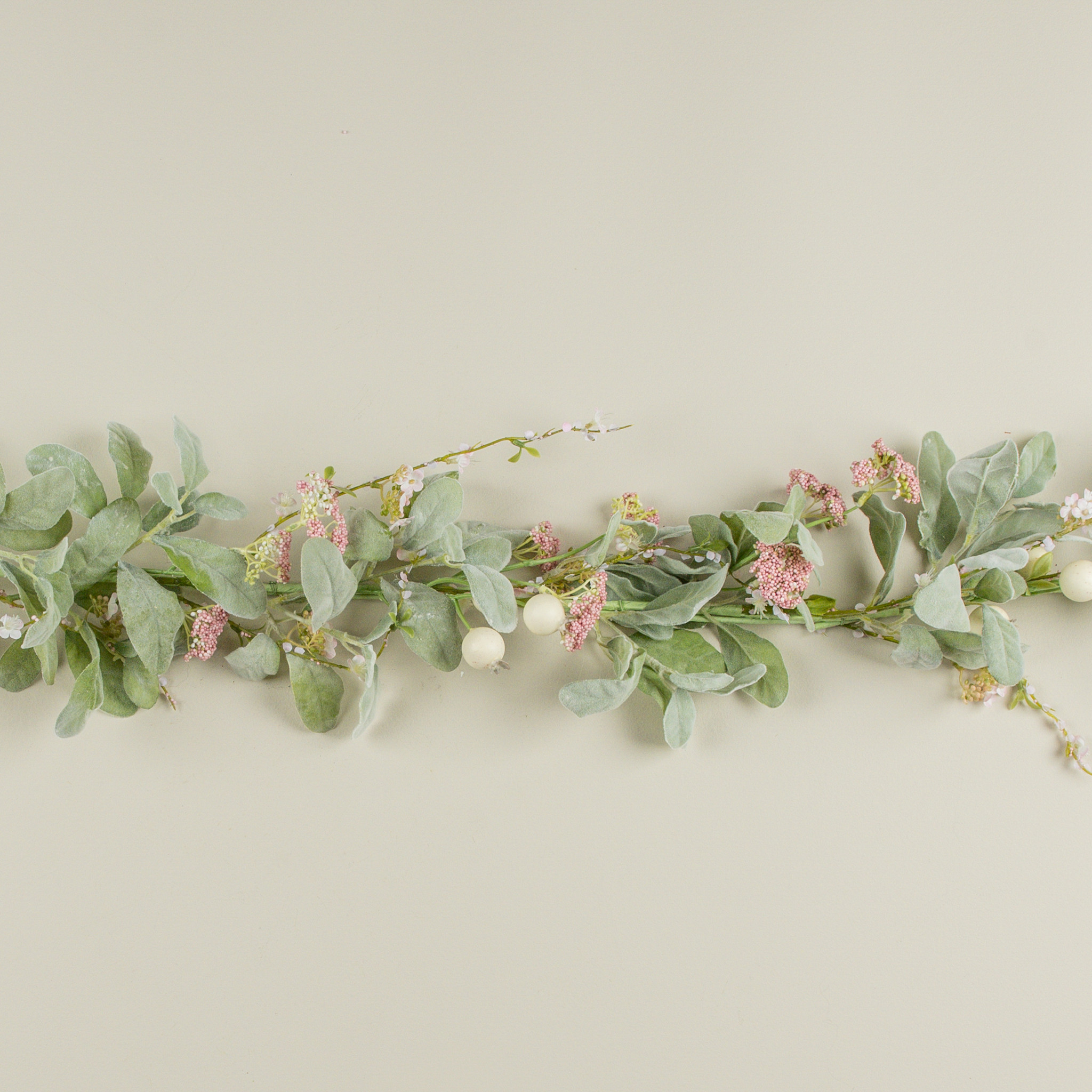 Pink Berry & Lamb's Ear Garland, 6 ft, photo 2 of 4